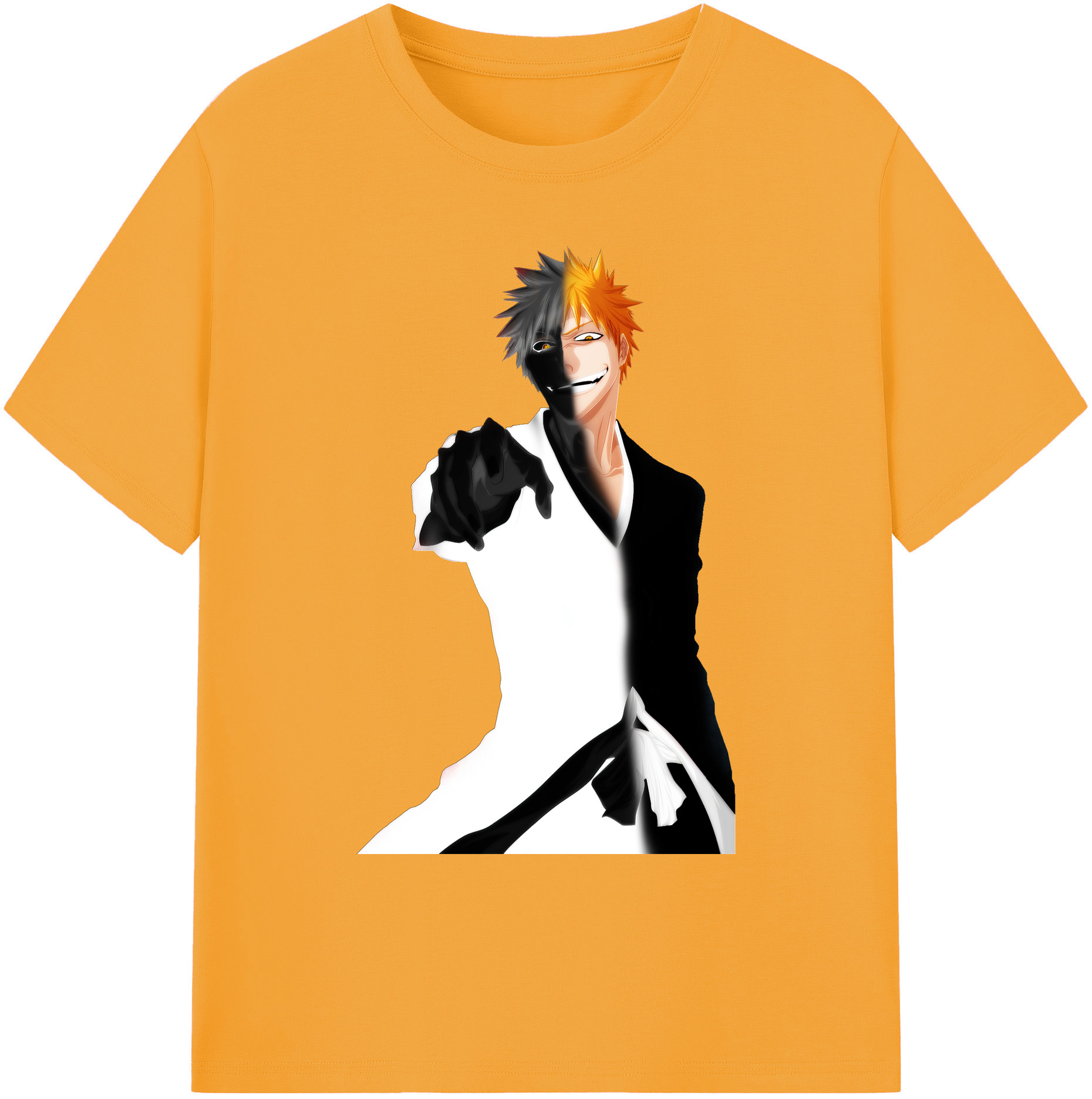 （画像用） ブリーチ 黒崎一護（くろさき いちご）BLEACH Kurosaki Ichigo 綿100％ メンズ半袖Tシャツ｜肌触りやわらか＆通気性