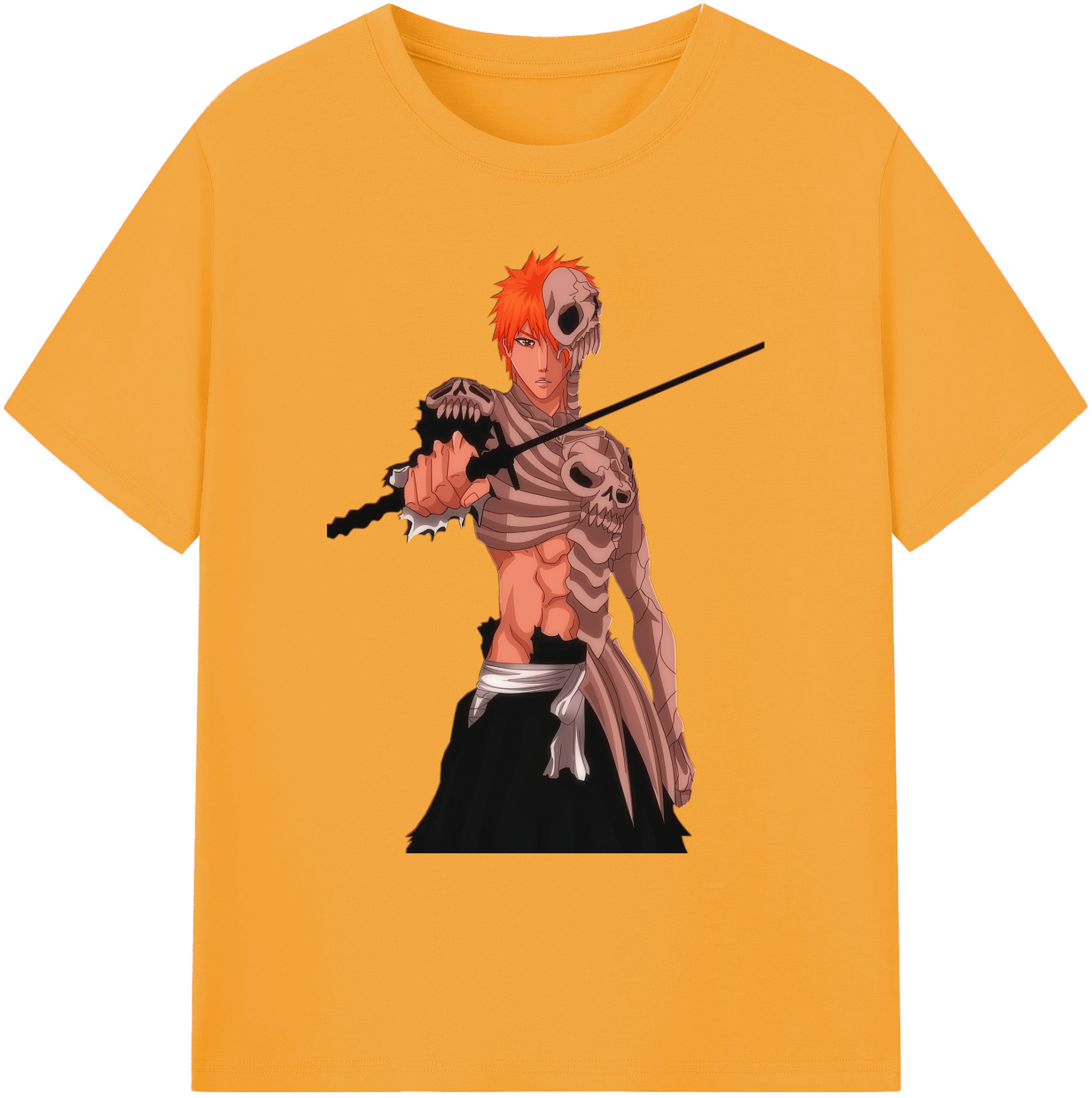 （画像用） ブリーチ 黒崎一護（くろさき いちご）BLEACH Kurosaki Ichigo 綿100％ メンズ半袖Tシャツ｜肌触りやわらか＆通気性