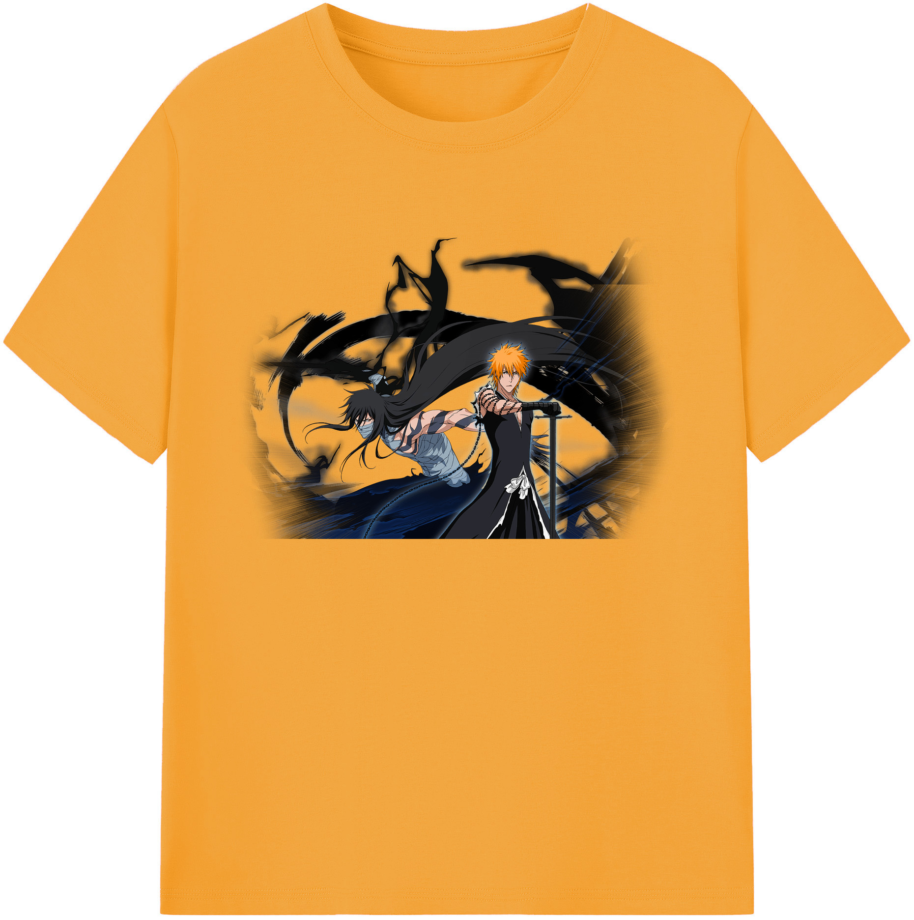 （画像用） ブリーチ 黒崎一護（くろさき いちご）BLEACH Kurosaki Ichigo 綿100％ メンズ半袖Tシャツ｜肌触りやわらか＆通気性