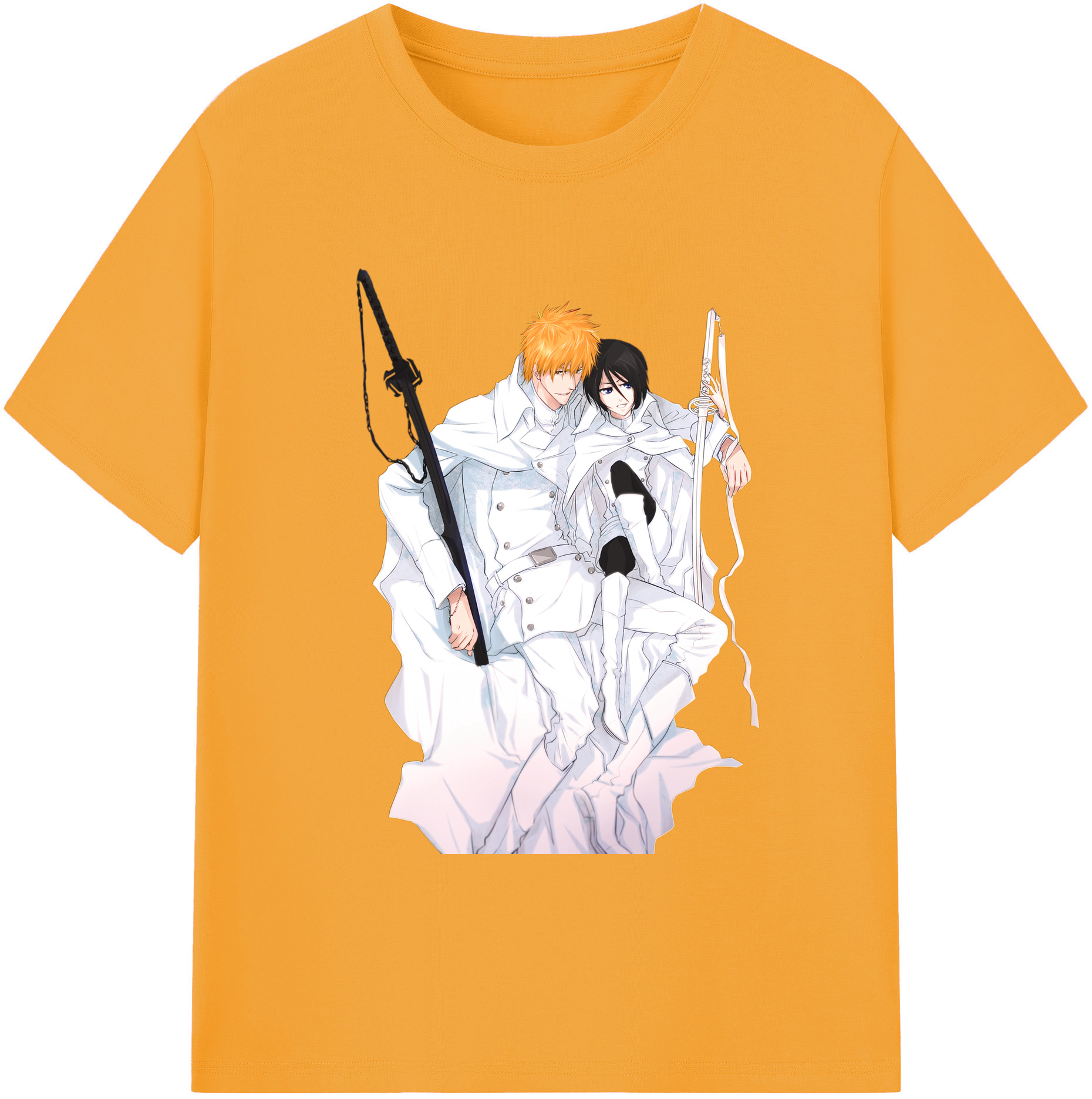 （画像用） ブリーチ 黒崎一護（くろさき いちご）BLEACH Kurosaki Ichigo 綿100％ メンズ半袖Tシャツ｜肌触りやわらか＆通気性