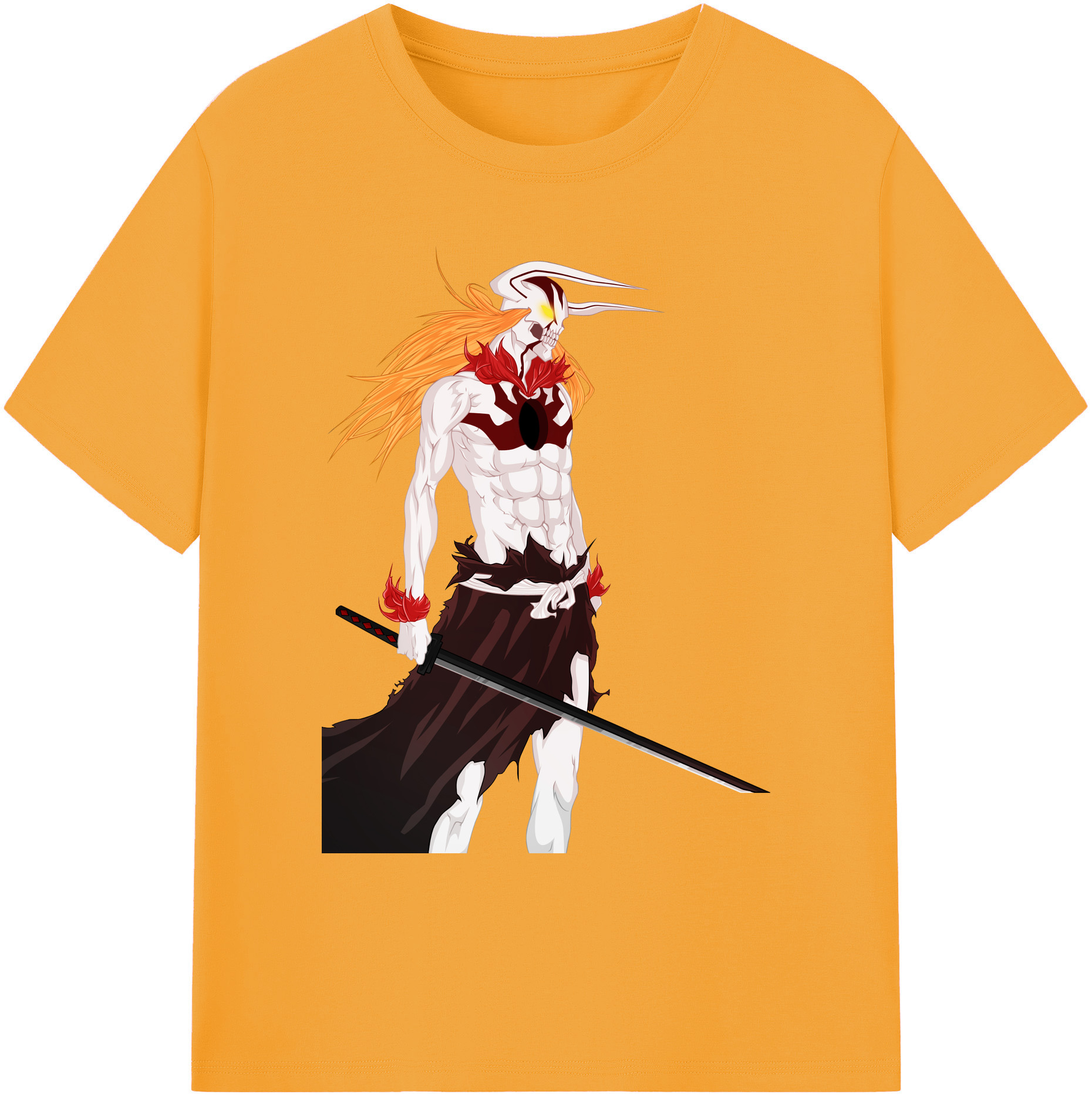 （画像用） ブリーチ 黒崎一護（くろさき いちご）BLEACH Kurosaki Ichigo 綿100％ メンズ半袖Tシャツ｜肌触りやわらか＆通気性