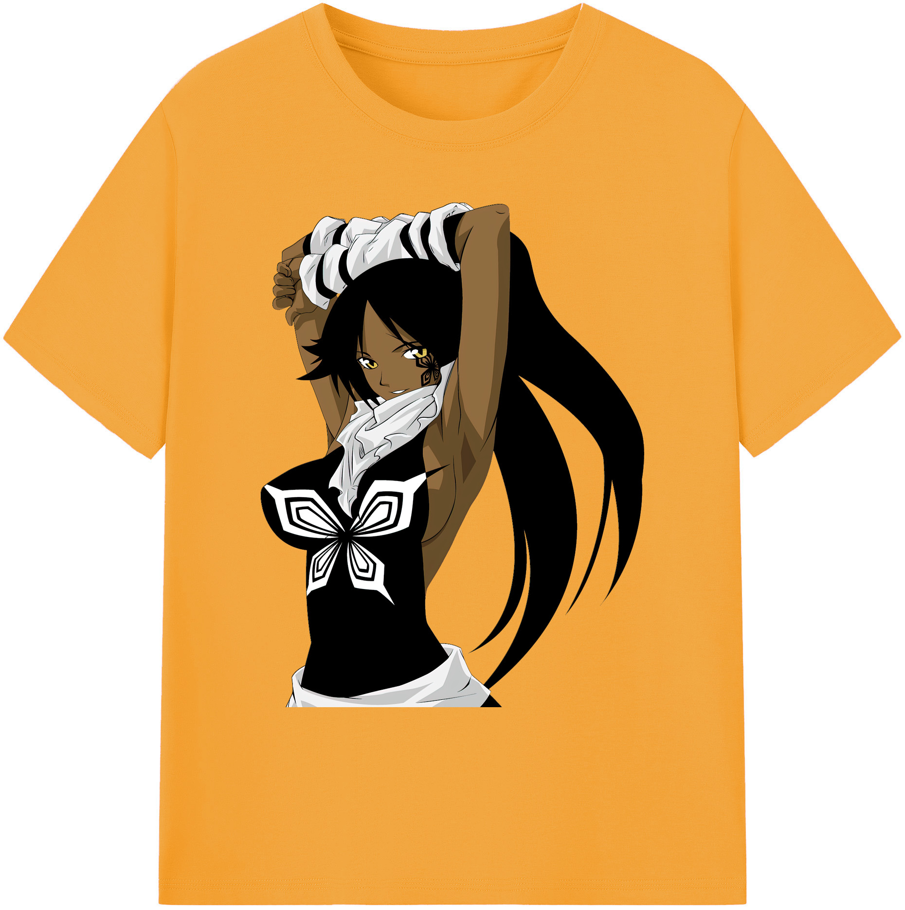 （画像用） ブリーチ 四楓院 夜一（しほういん よるいち） BLEACH Shihouin Yoruichi 綿100％ メンズ半袖Tシャツ｜肌触りやわらか＆通気性