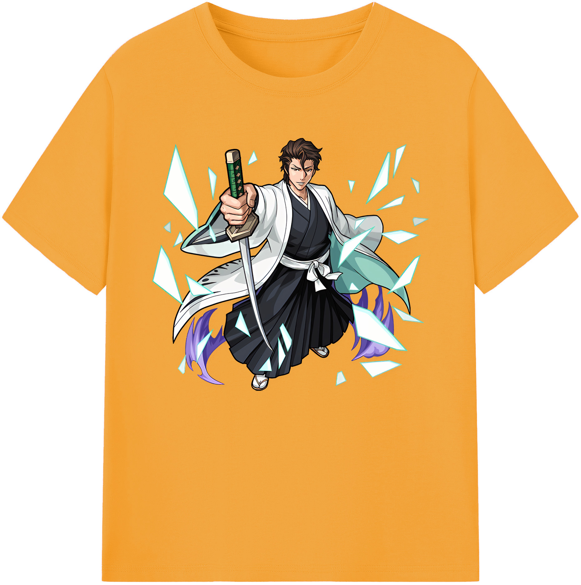 （画像用） ブリーチ 藍染 惣右介（あいぜん そうすけ） BLEACH Aizen Sousuke 綿100％ メンズ半袖Tシャツ｜肌触りやわらか＆通気性