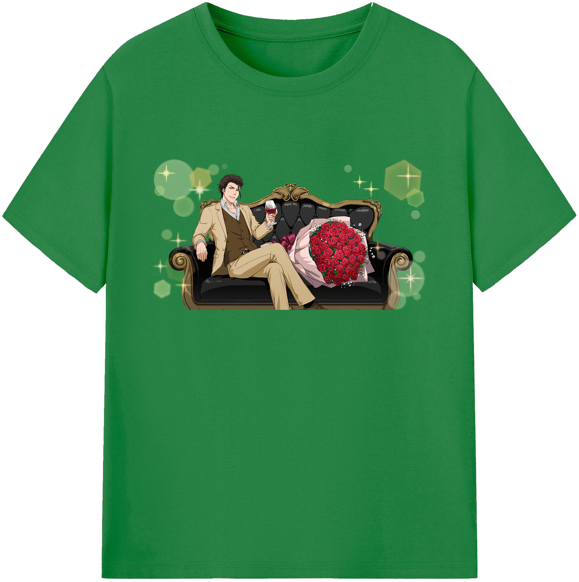 （画像用） ブリーチ 藍染 惣右介（あいぜん そうすけ） BLEACH Aizen Sousuke 綿100％ メンズ半袖Tシャツ｜肌触りやわらか＆通気性