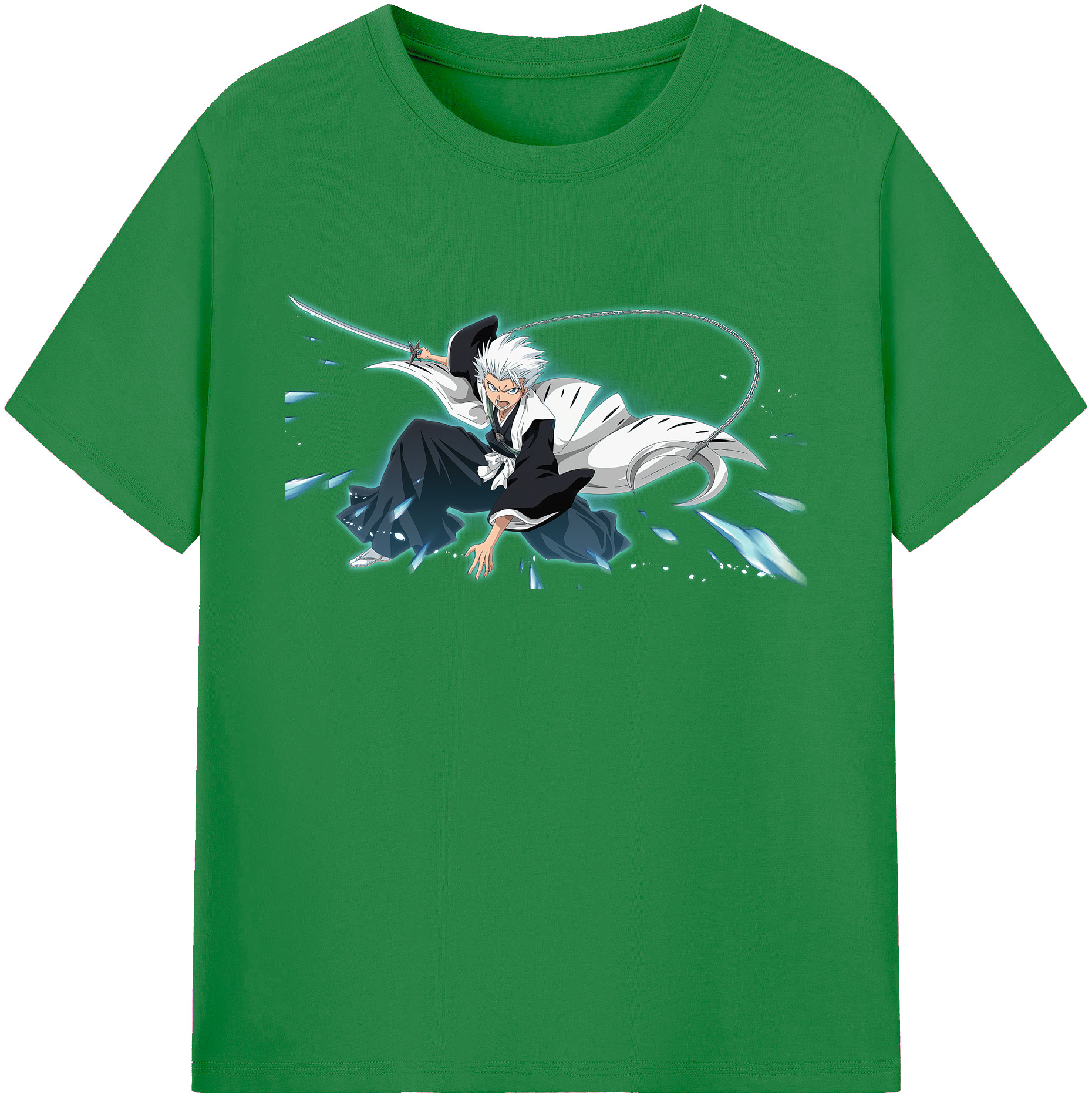 （画像用） ブリーチ 日番谷冬獅郎（ひつがや とうしろう） BLEACH Hitsugaya Toushirou 綿100％ メンズ半袖Tシャツ｜肌触りやわらか＆通気性