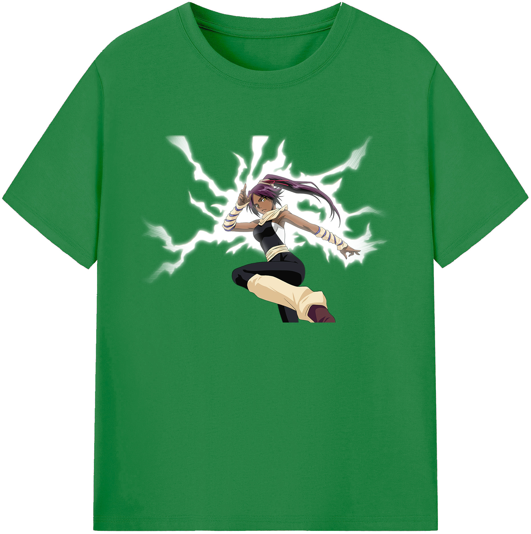 （画像用） ブリーチ 四楓院 夜一（しほういん よるいち） BLEACH Shihouin Yoruichi 綿100％ メンズ半袖Tシャツ｜肌触りやわらか＆通気性
