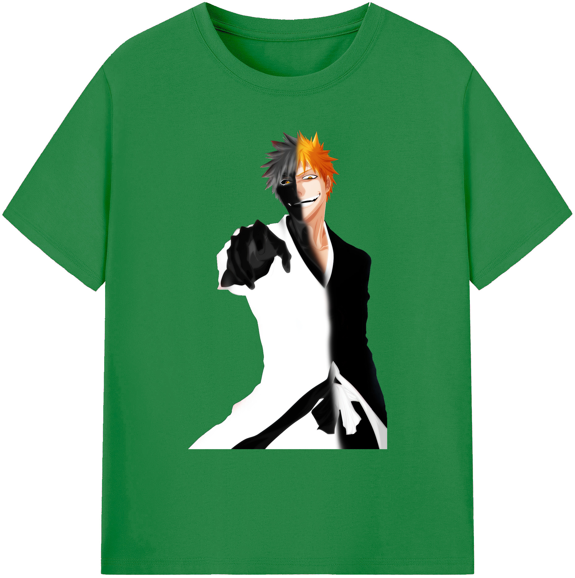 （画像用） ブリーチ 黒崎一護（くろさき いちご）BLEACH Kurosaki Ichigo 綿100％ メンズ半袖Tシャツ｜肌触りやわらか＆通気性