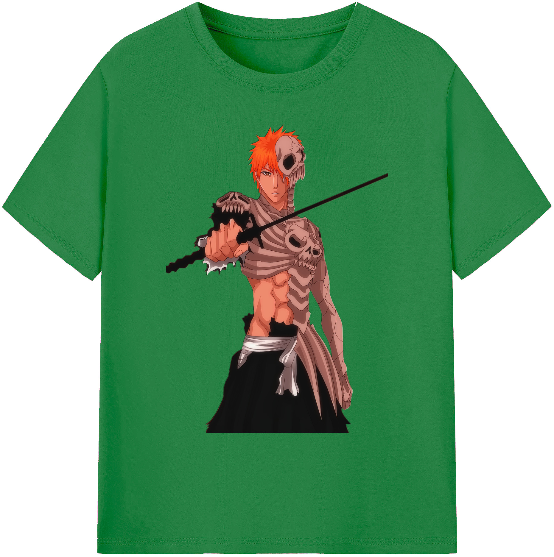 （画像用） ブリーチ 黒崎一護（くろさき いちご）BLEACH Kurosaki Ichigo 綿100％ メンズ半袖Tシャツ｜肌触りやわらか＆通気性
