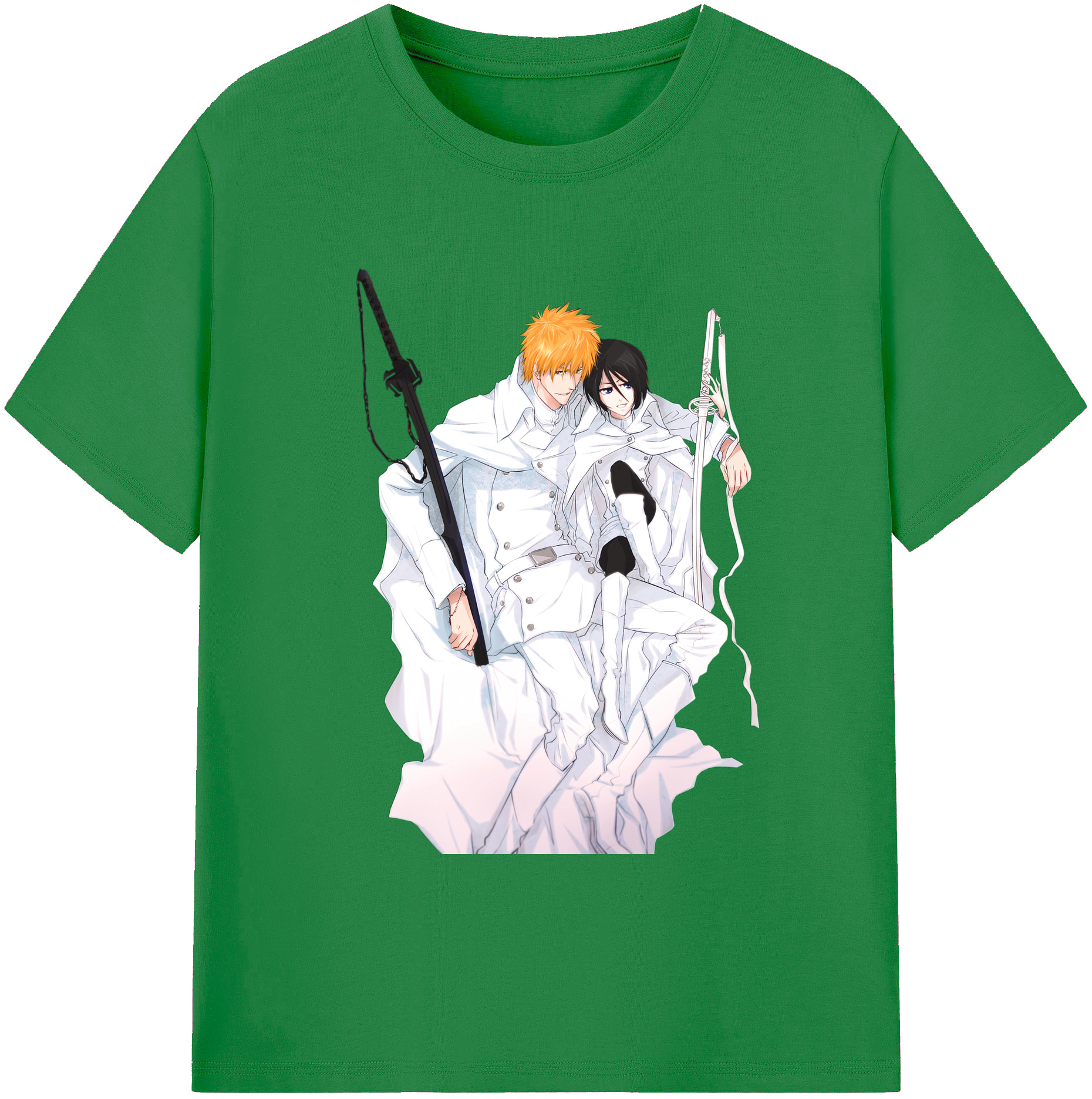 （画像用） ブリーチ 黒崎一護（くろさき いちご）BLEACH Kurosaki Ichigo 綿100％ メンズ半袖Tシャツ｜肌触りやわらか＆通気性
