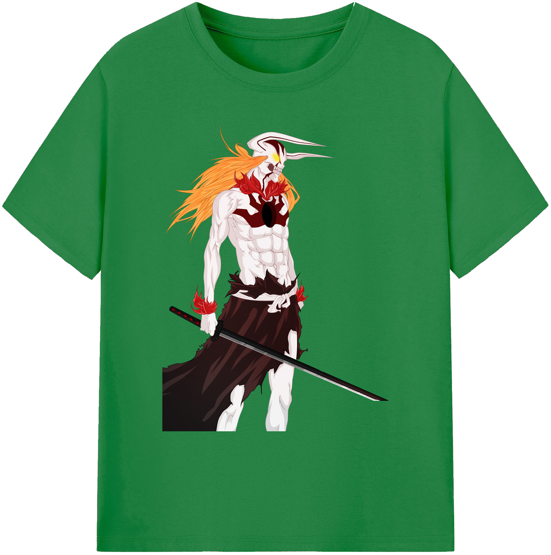 （画像用） ブリーチ 黒崎一護（くろさき いちご）BLEACH Kurosaki Ichigo 綿100％ メンズ半袖Tシャツ｜肌触りやわらか＆通気性