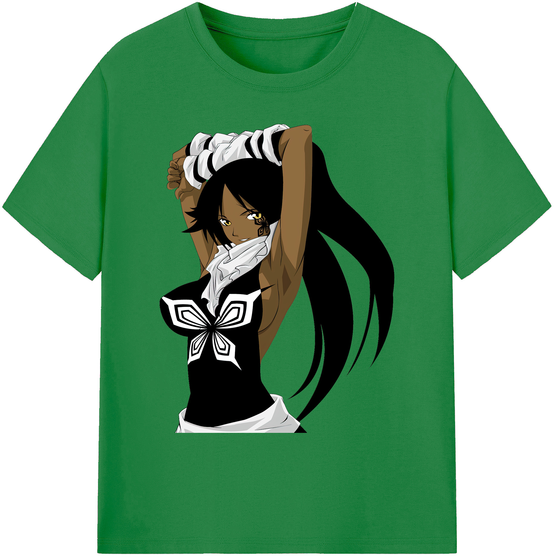 （画像用） ブリーチ 四楓院 夜一（しほういん よるいち） BLEACH Shihouin Yoruichi 綿100％ メンズ半袖Tシャツ｜肌触りやわらか＆通気性