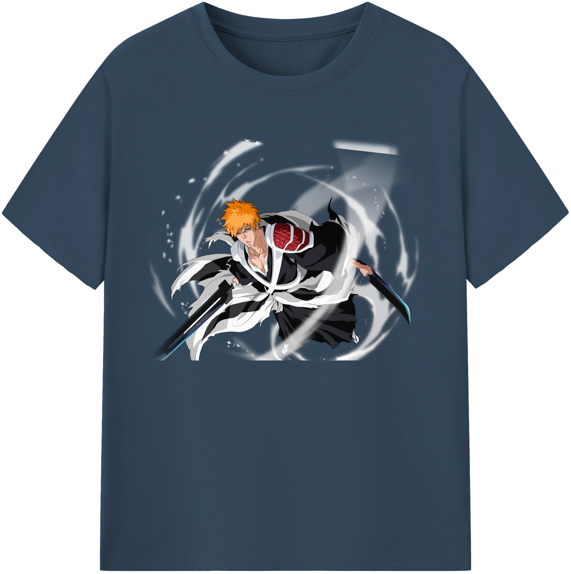 （画像用） ブリーチ 黒崎一護（くろさき いちご）BLEACH Kurosaki Ichigo 綿100％ メンズ半袖Tシャツ｜肌触りやわらか＆通気性
