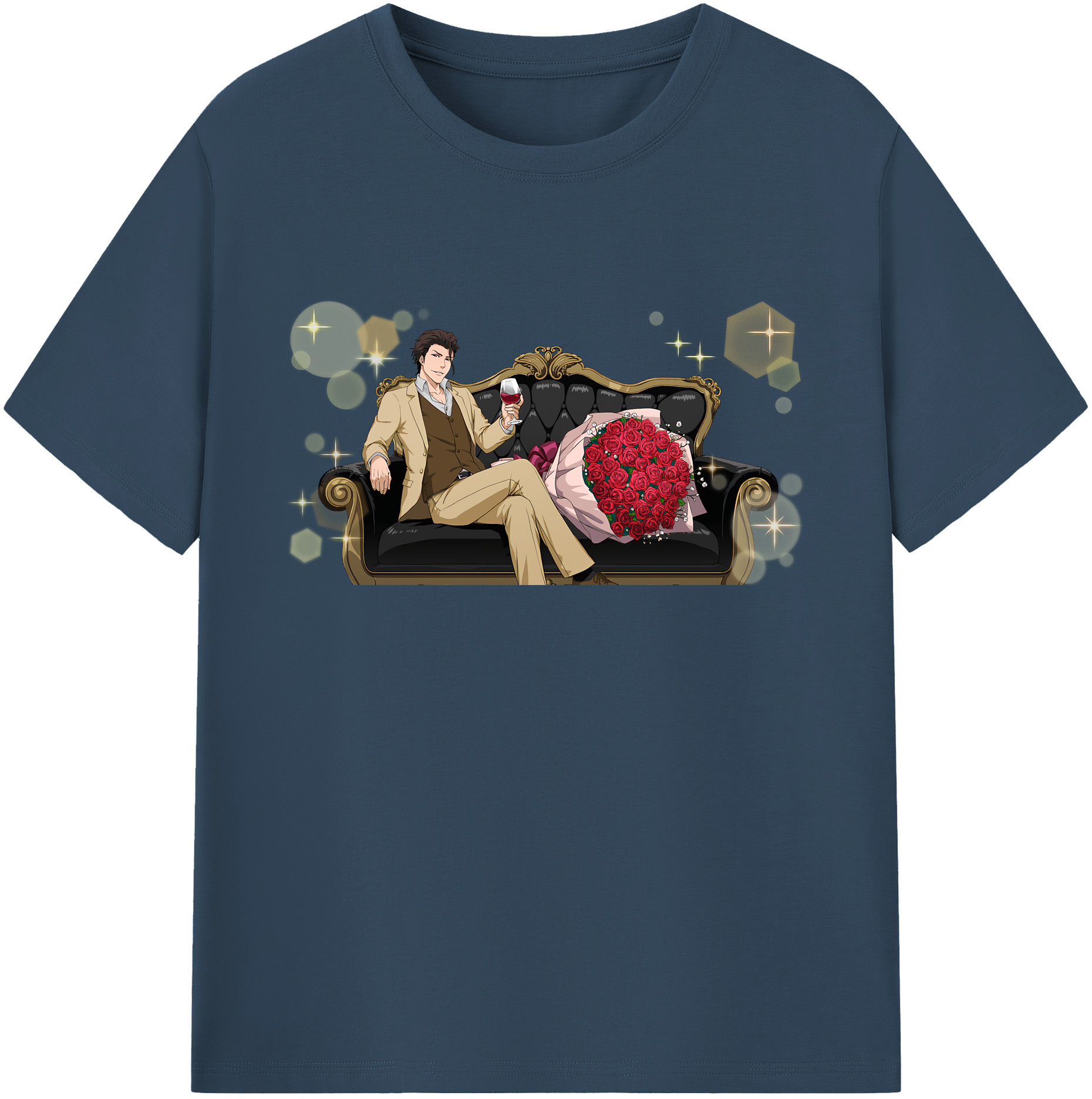（画像用） ブリーチ 藍染 惣右介（あいぜん そうすけ） BLEACH Aizen Sousuke 綿100％ メンズ半袖Tシャツ｜肌触りやわらか＆通気性