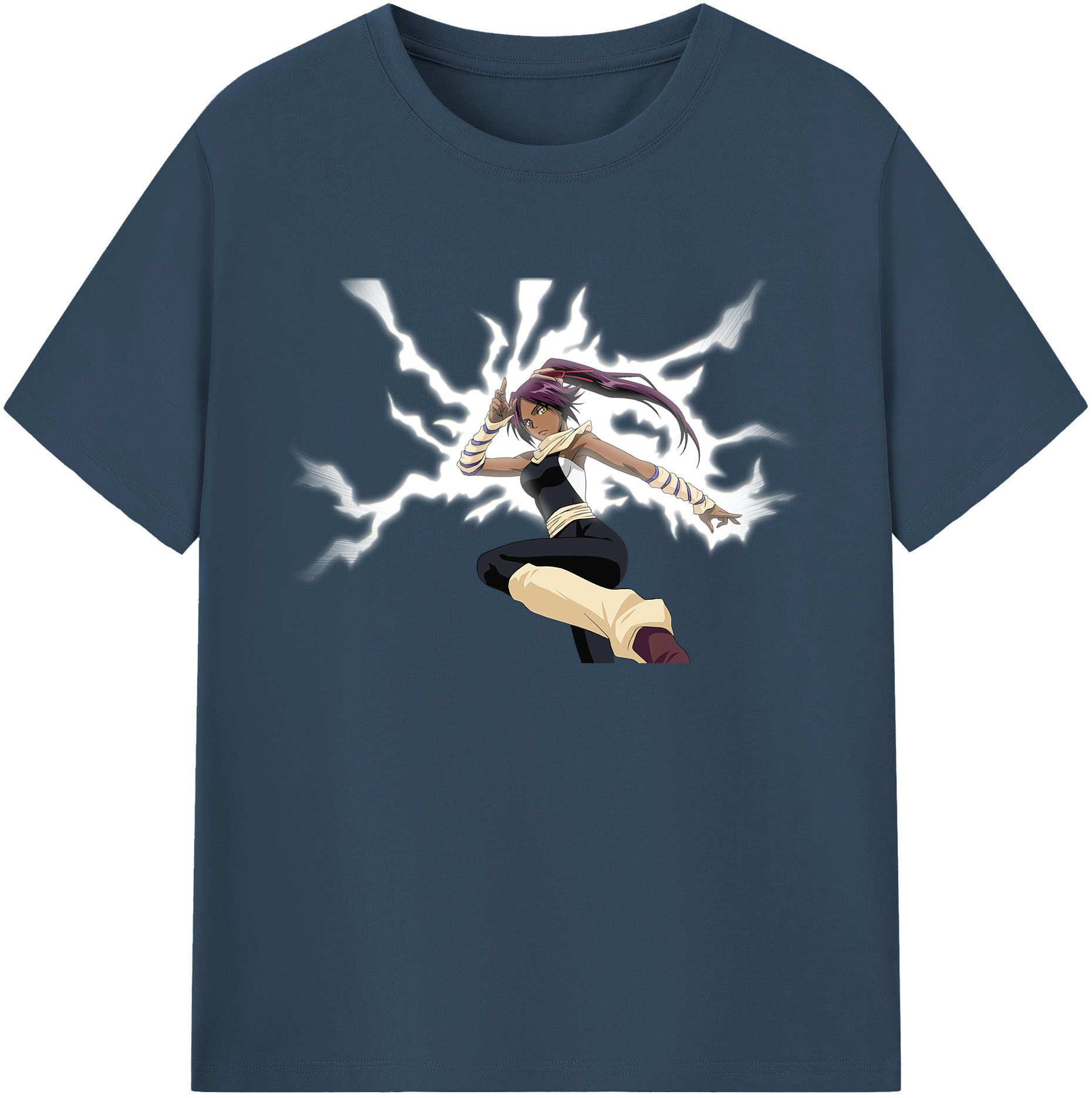（画像用） ブリーチ 四楓院 夜一（しほういん よるいち） BLEACH Shihouin Yoruichi 綿100％ メンズ半袖Tシャツ｜肌触りやわらか＆通気性