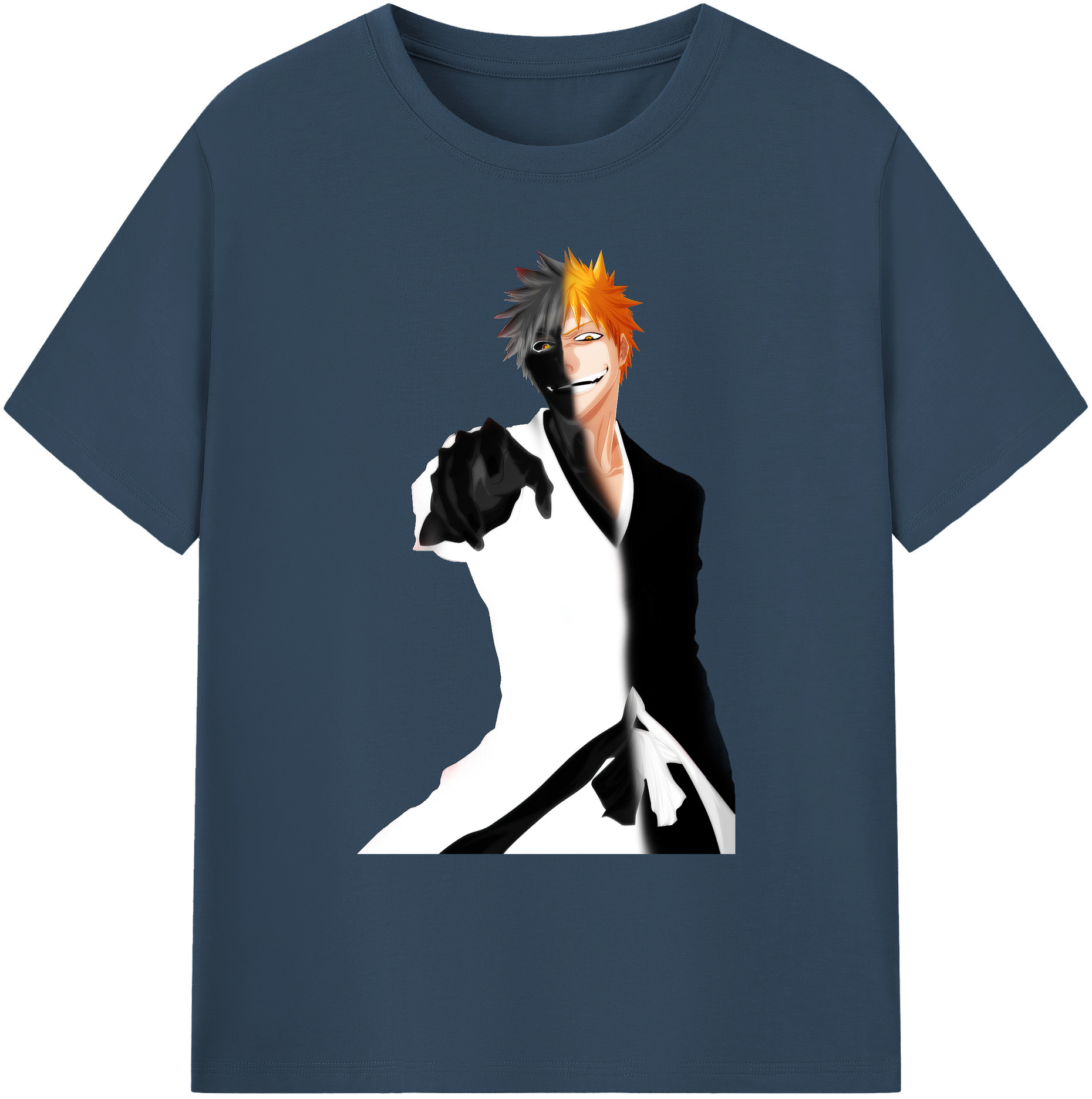 （画像用） ブリーチ 黒崎一護（くろさき いちご）BLEACH Kurosaki Ichigo 綿100％ メンズ半袖Tシャツ｜肌触りやわらか＆通気性