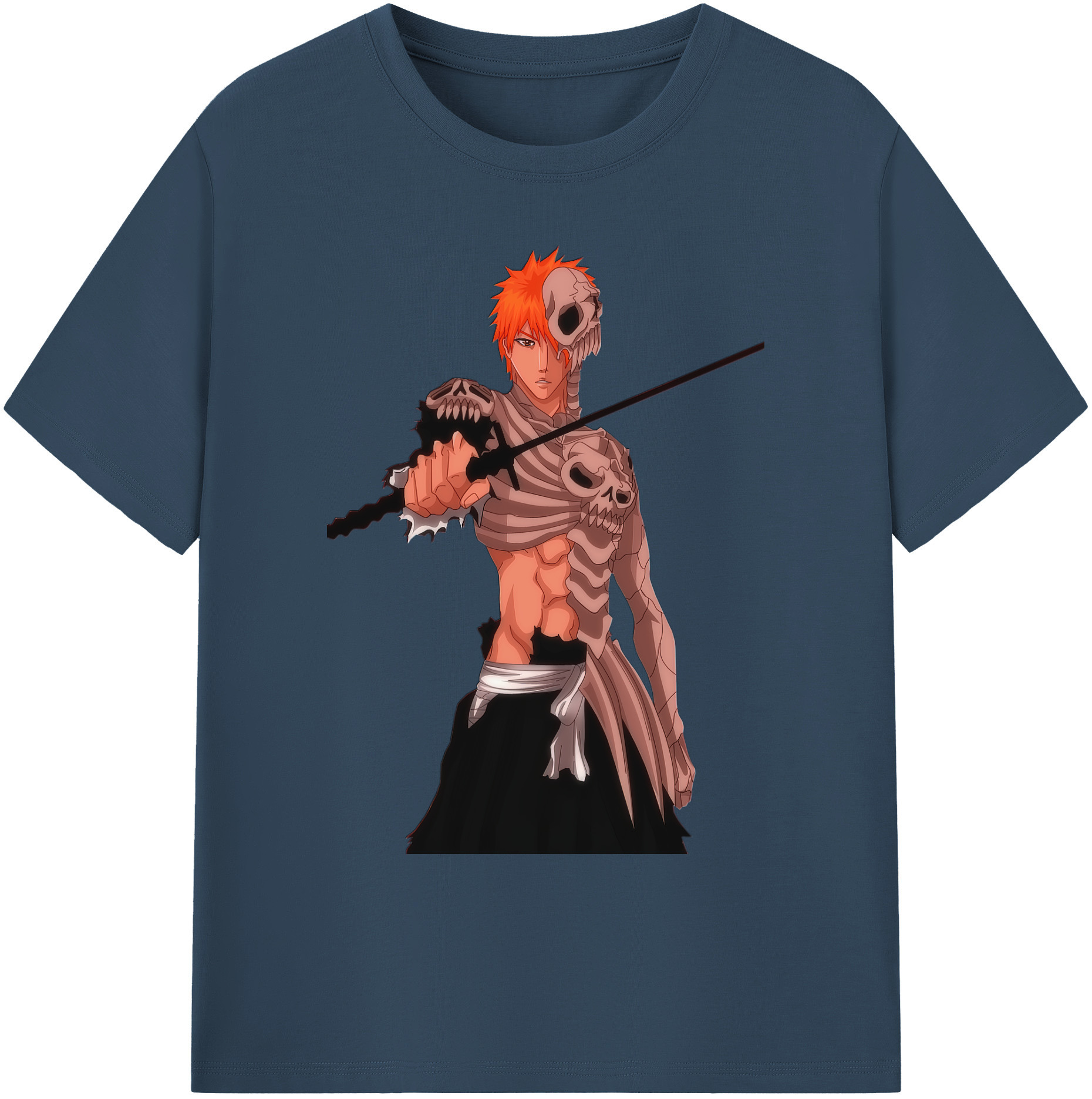 （画像用） ブリーチ 黒崎一護（くろさき いちご）BLEACH Kurosaki Ichigo 綿100％ メンズ半袖Tシャツ｜肌触りやわらか＆通気性