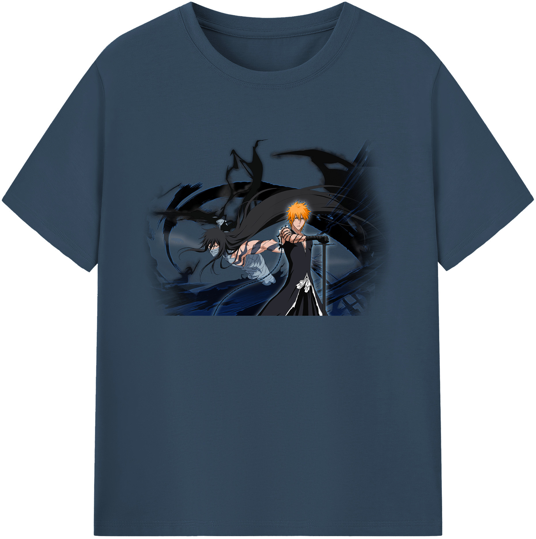 （画像用） ブリーチ 黒崎一護（くろさき いちご）BLEACH Kurosaki Ichigo 綿100％ メンズ半袖Tシャツ｜肌触りやわらか＆通気性