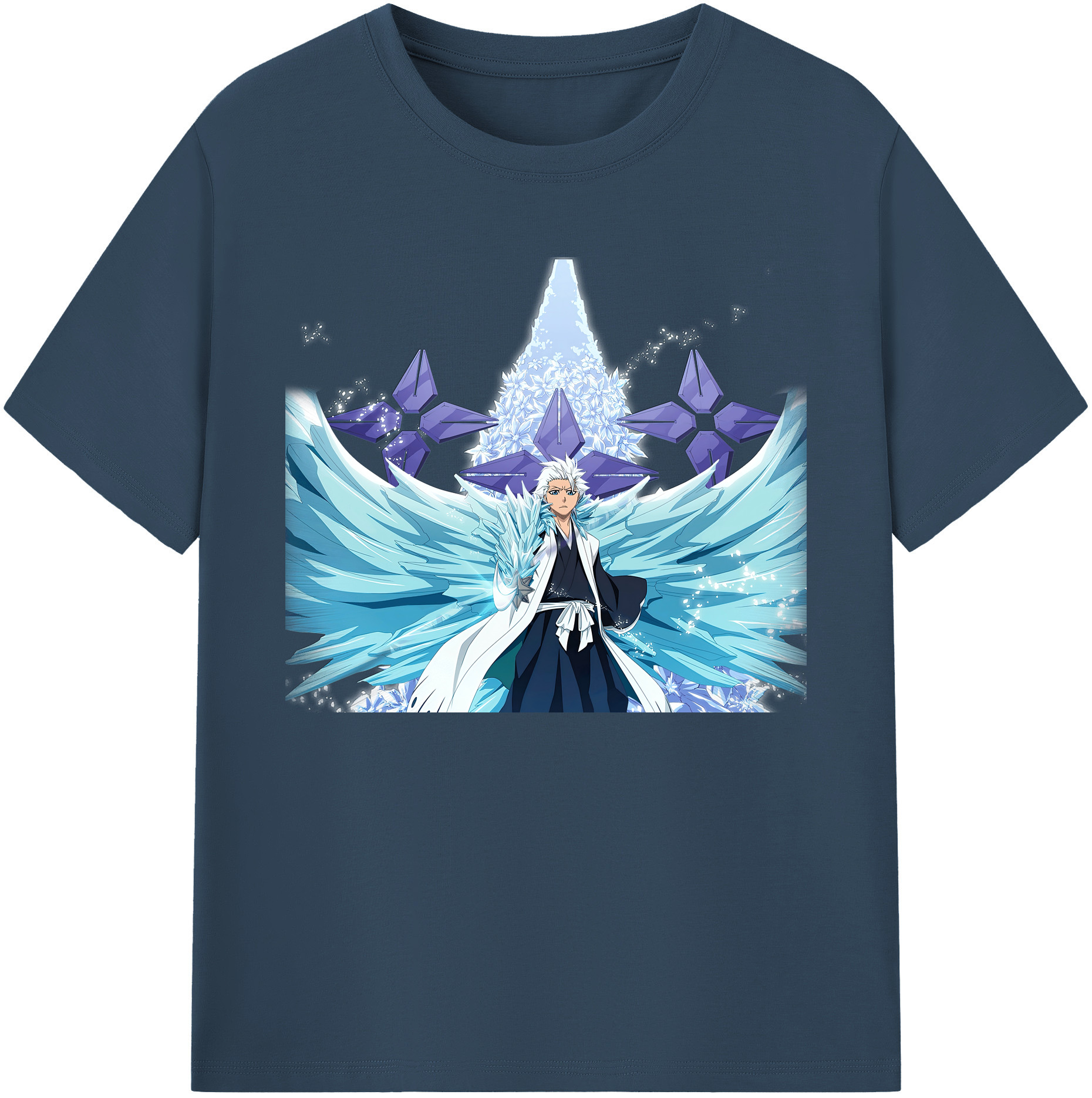 （画像用） ブリーチ 日番谷冬獅郎（ひつがや とうしろう） BLEACH Hitsugaya Toushirou 綿100％ メンズ半袖Tシャツ｜肌触りやわらか＆通気性