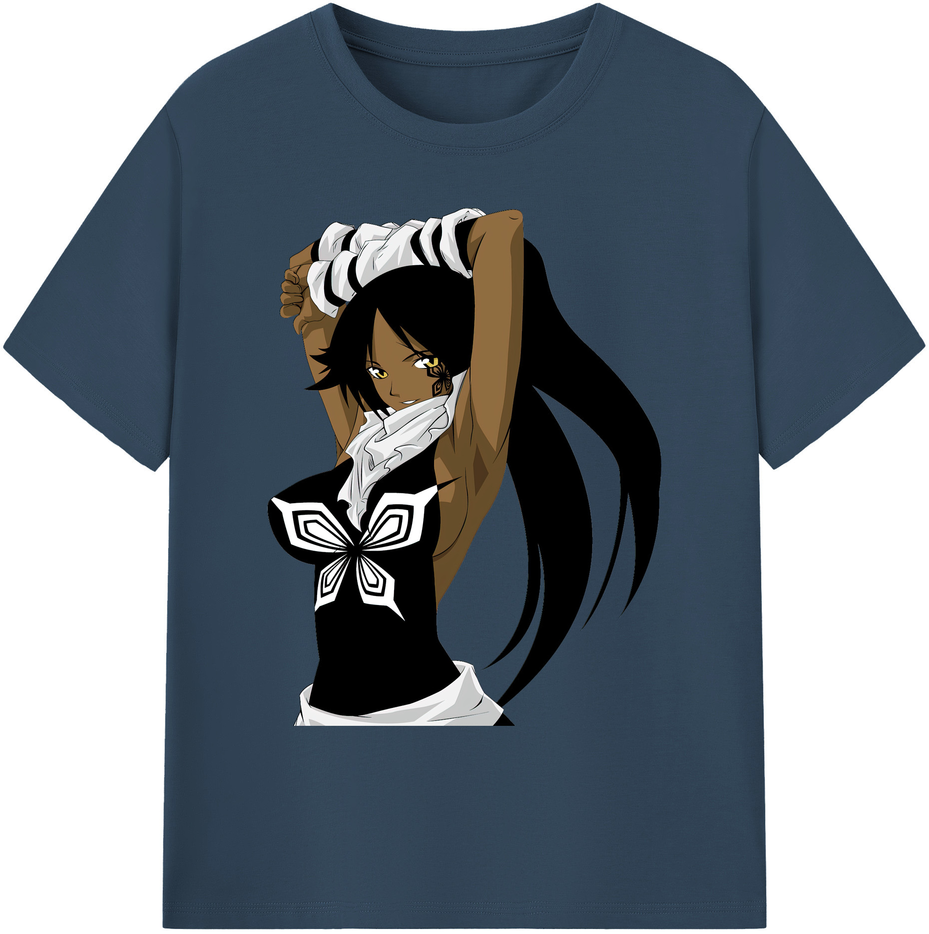 （画像用） ブリーチ 四楓院 夜一（しほういん よるいち） BLEACH Shihouin Yoruichi 綿100％ メンズ半袖Tシャツ｜肌触りやわらか＆通気性