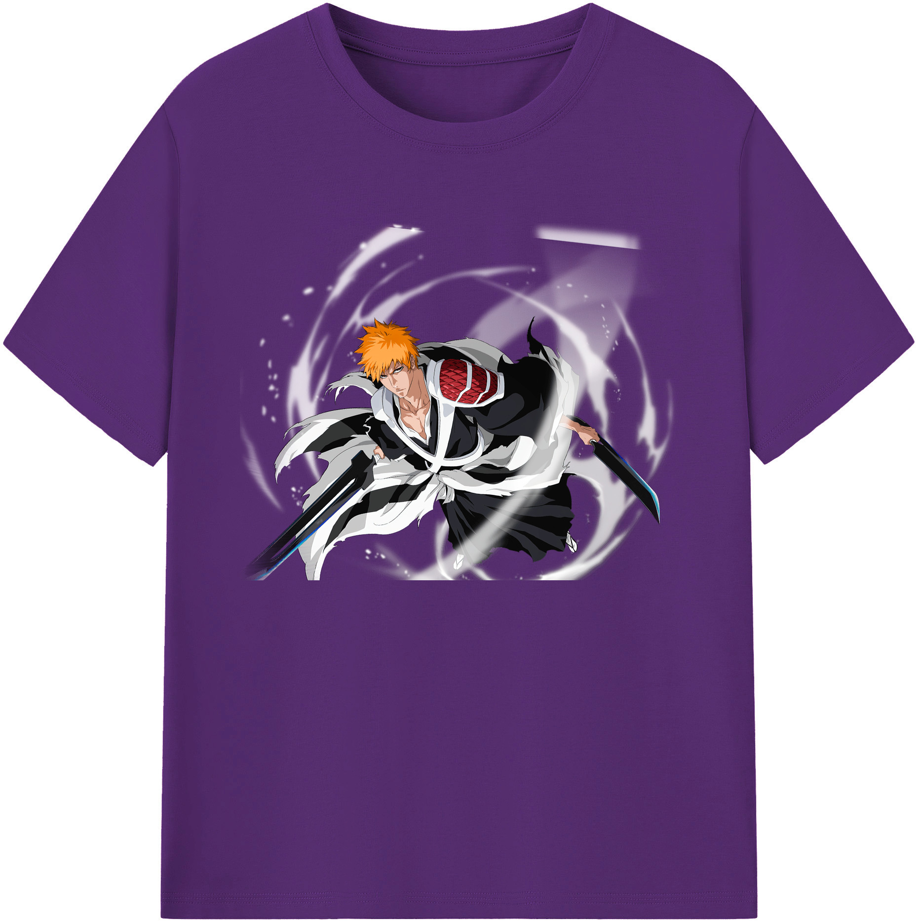 （画像用） ブリーチ 黒崎一護（くろさき いちご）BLEACH Kurosaki Ichigo 綿100％ メンズ半袖Tシャツ｜肌触りやわらか＆通気性