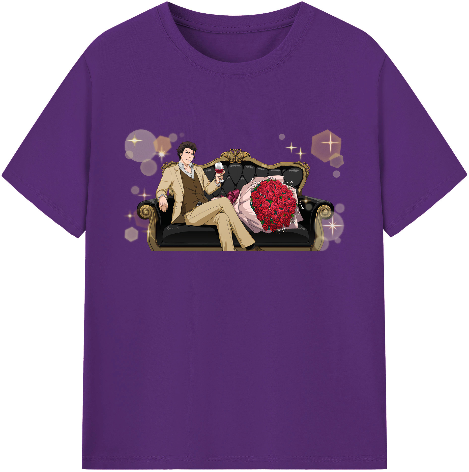 （画像用） ブリーチ 藍染 惣右介（あいぜん そうすけ） BLEACH Aizen Sousuke 綿100％ メンズ半袖Tシャツ｜肌触りやわらか＆通気性