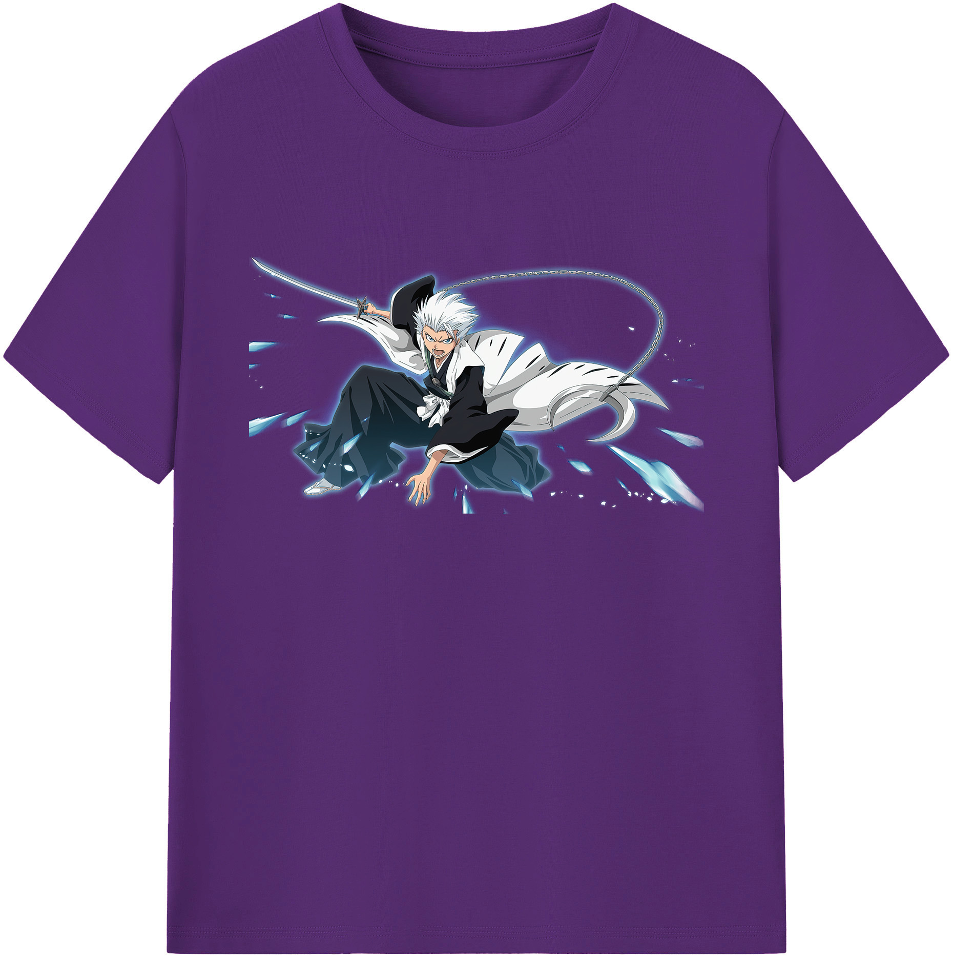 （画像用） ブリーチ 日番谷冬獅郎（ひつがや とうしろう） BLEACH Hitsugaya Toushirou 綿100％ メンズ半袖Tシャツ｜肌触りやわらか＆通気性