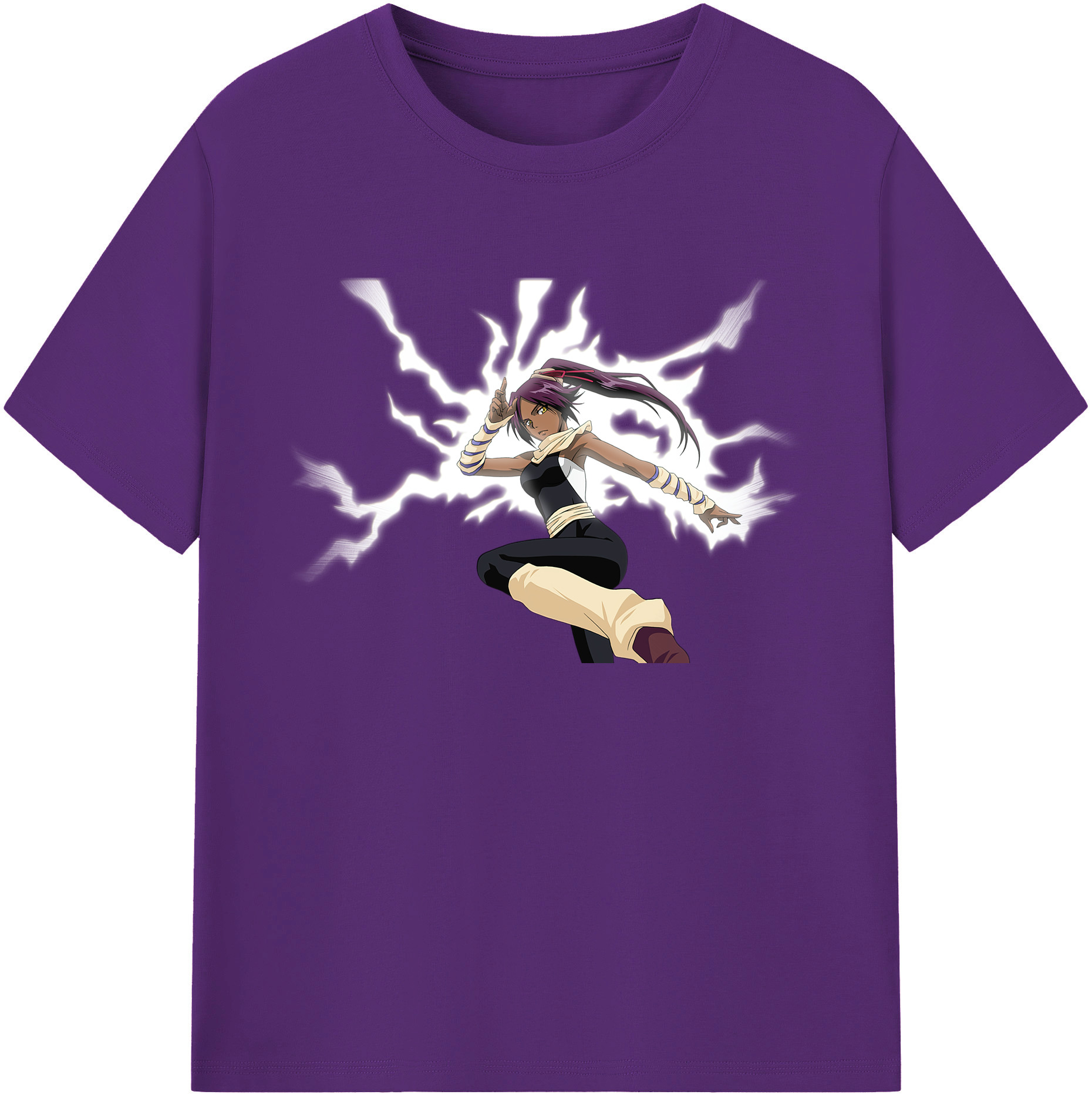 （画像用） ブリーチ 四楓院 夜一（しほういん よるいち） BLEACH Shihouin Yoruichi 綿100％ メンズ半袖Tシャツ｜肌触りやわらか＆通気性