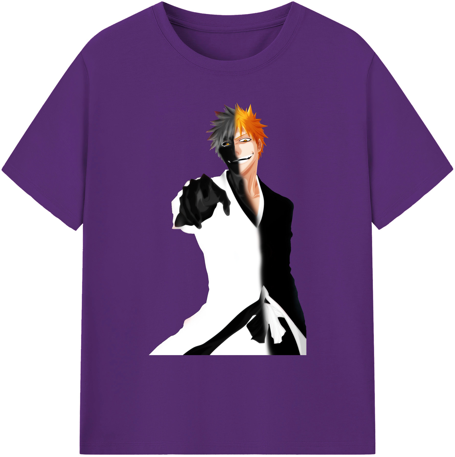 （画像用） ブリーチ 黒崎一護（くろさき いちご）BLEACH Kurosaki Ichigo 綿100％ メンズ半袖Tシャツ｜肌触りやわらか＆通気性