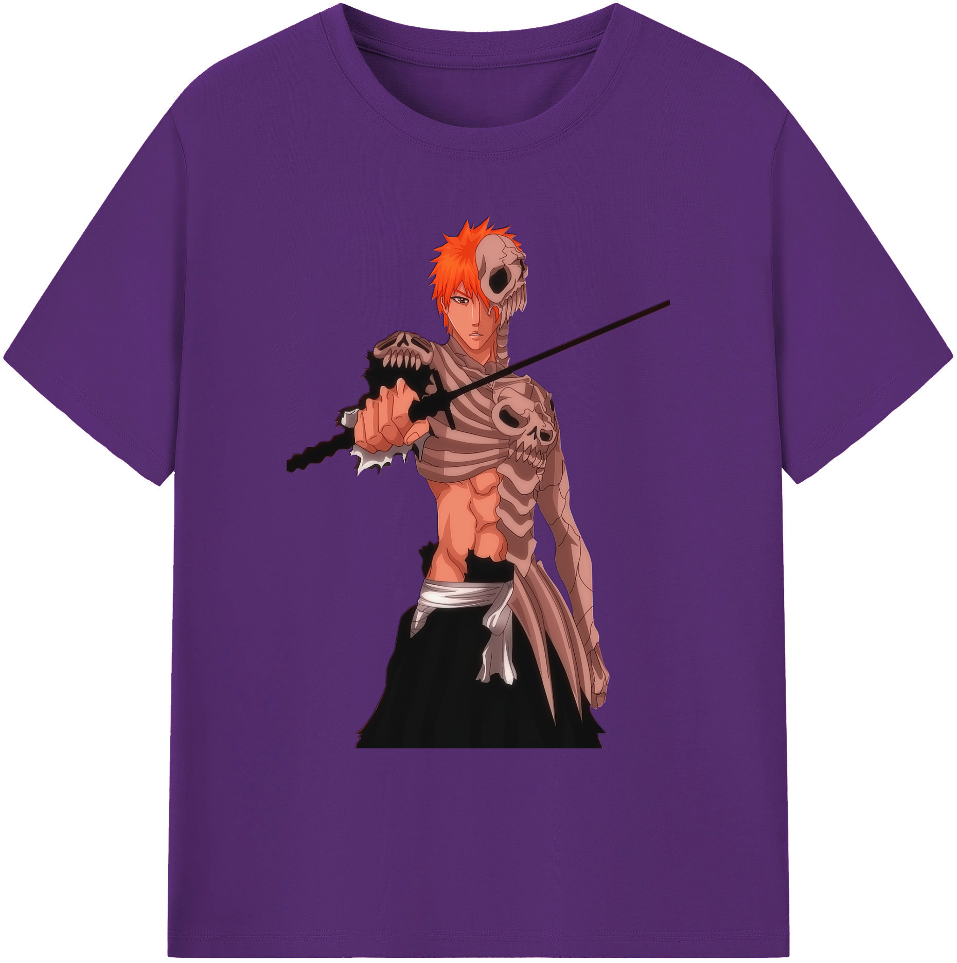 （画像用） ブリーチ 黒崎一護（くろさき いちご）BLEACH Kurosaki Ichigo 綿100％ メンズ半袖Tシャツ｜肌触りやわらか＆通気性