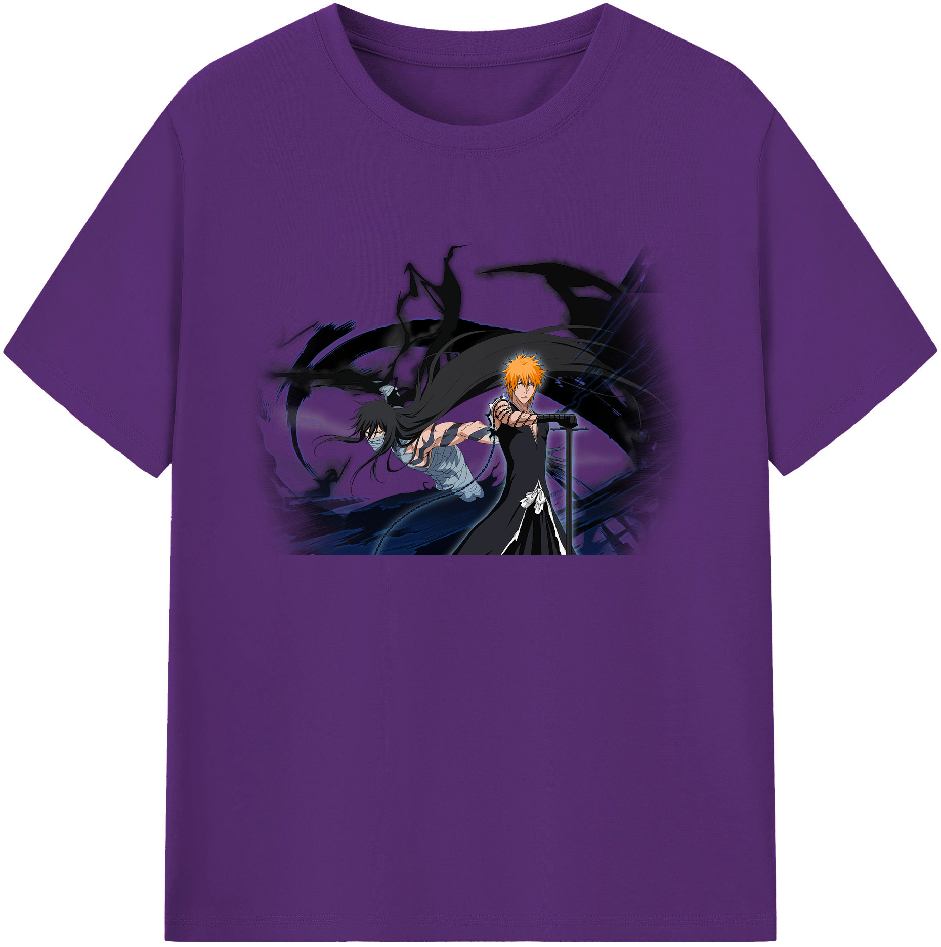 （画像用） ブリーチ 黒崎一護（くろさき いちご）BLEACH Kurosaki Ichigo 綿100％ メンズ半袖Tシャツ｜肌触りやわらか＆通気性
