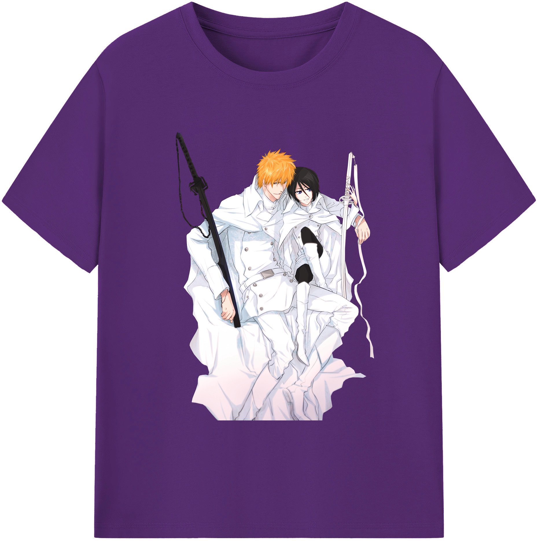 （画像用） ブリーチ 黒崎一護（くろさき いちご）BLEACH Kurosaki Ichigo 綿100％ メンズ半袖Tシャツ｜肌触りやわらか＆通気性