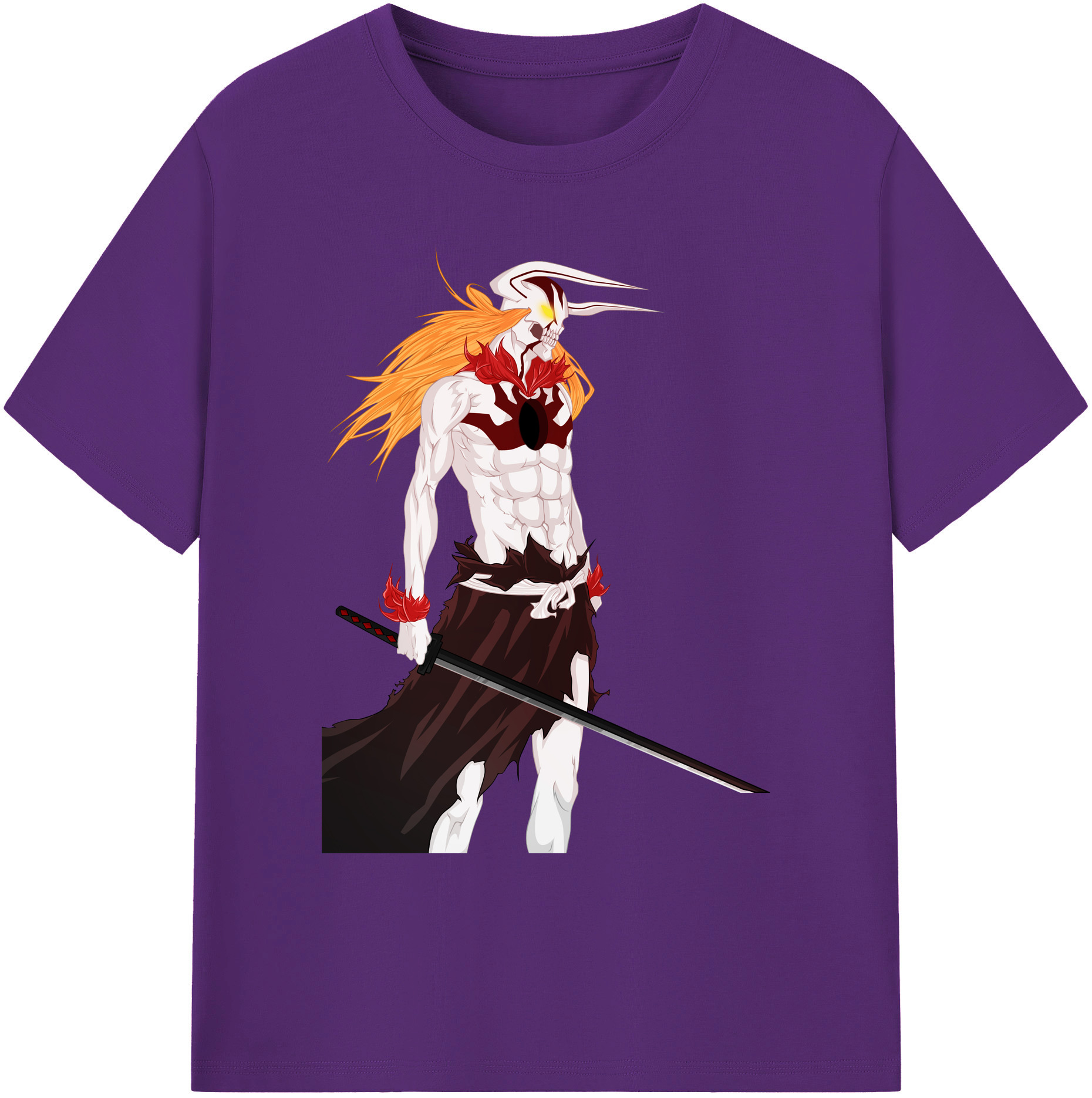 （画像用） ブリーチ 黒崎一護（くろさき いちご）BLEACH Kurosaki Ichigo 綿100％ メンズ半袖Tシャツ｜肌触りやわらか＆通気性