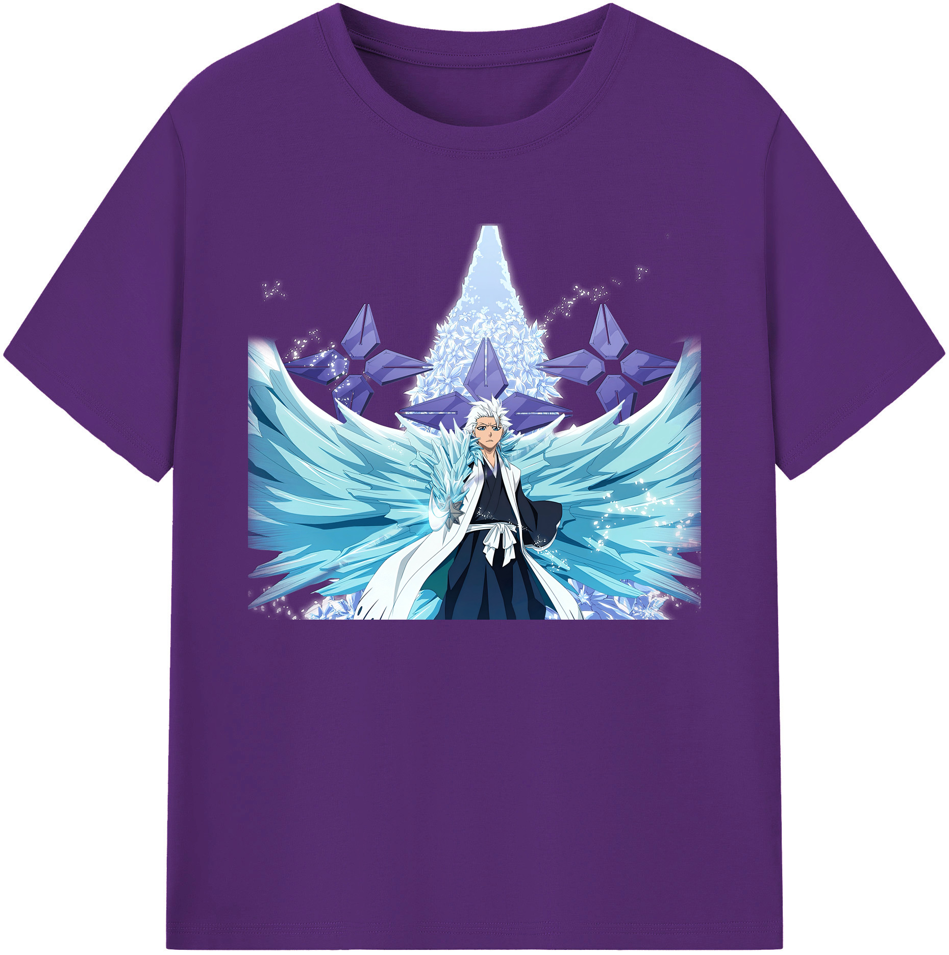 （画像用） ブリーチ 日番谷冬獅郎（ひつがや とうしろう） BLEACH Hitsugaya Toushirou 綿100％ メンズ半袖Tシャツ｜肌触りやわらか＆通気性