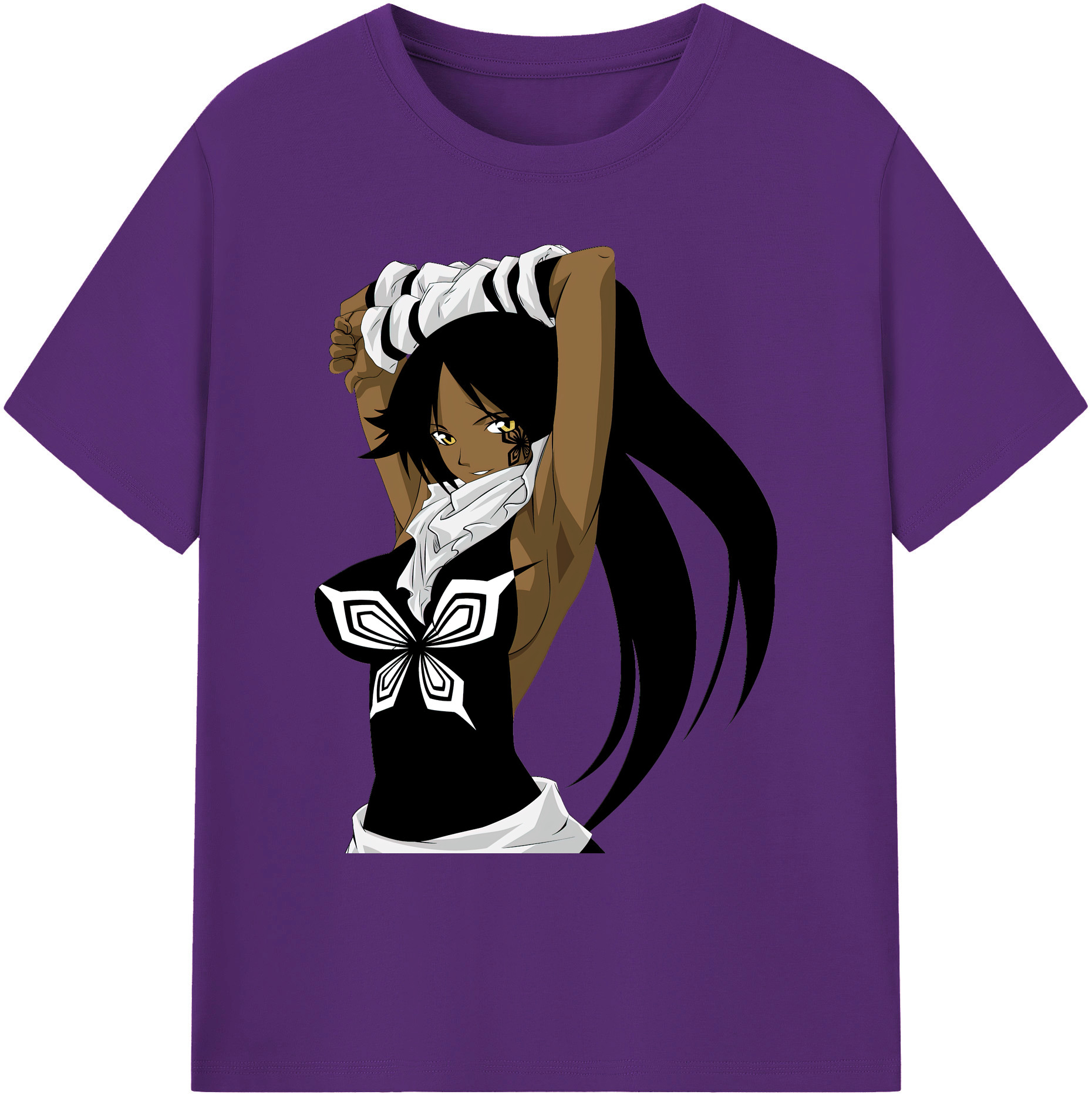 （画像用） ブリーチ 四楓院 夜一（しほういん よるいち） BLEACH Shihouin Yoruichi 綿100％ メンズ半袖Tシャツ｜肌触りやわらか＆通気性