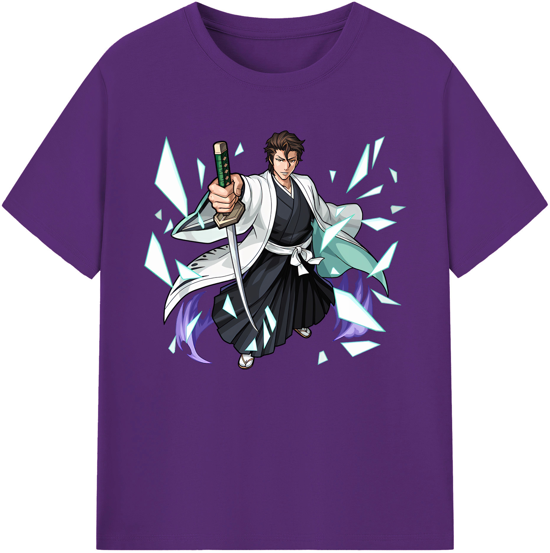 （画像用） ブリーチ 藍染 惣右介（あいぜん そうすけ） BLEACH Aizen Sousuke 綿100％ メンズ半袖Tシャツ｜肌触りやわらか＆通気性