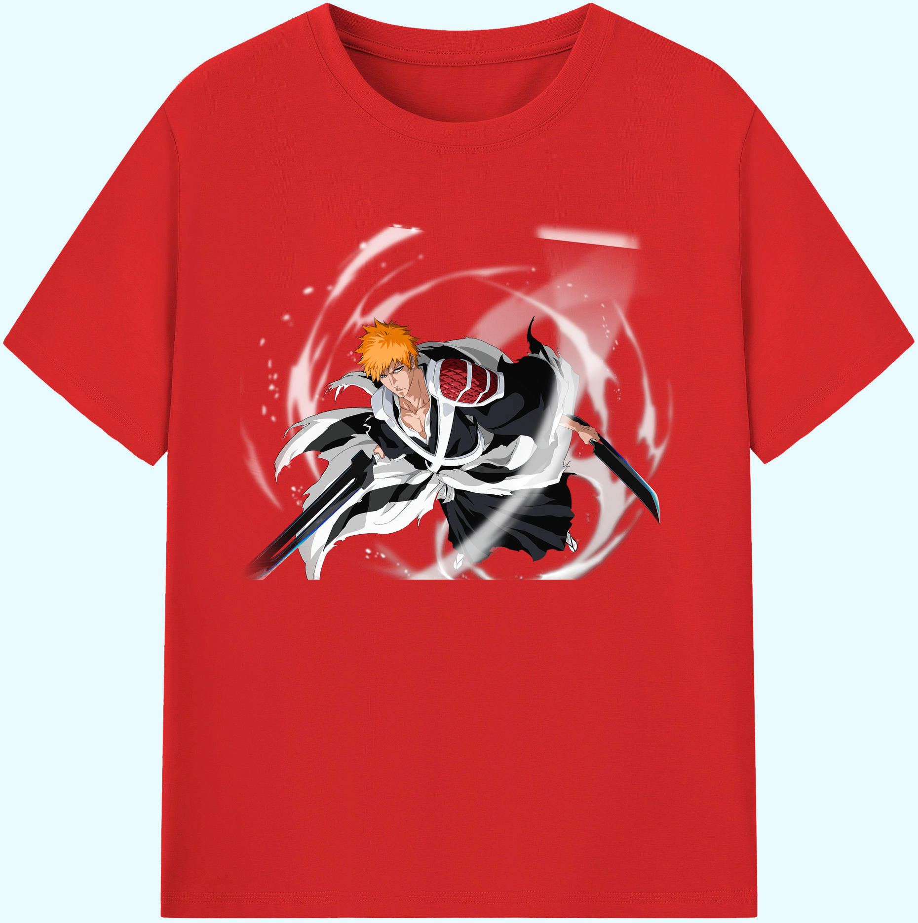 （画像用） ブリーチ 黒崎一護（くろさき いちご）BLEACH Kurosaki Ichigo 綿100％ メンズ半袖Tシャツ｜肌触りやわらか＆通気性
