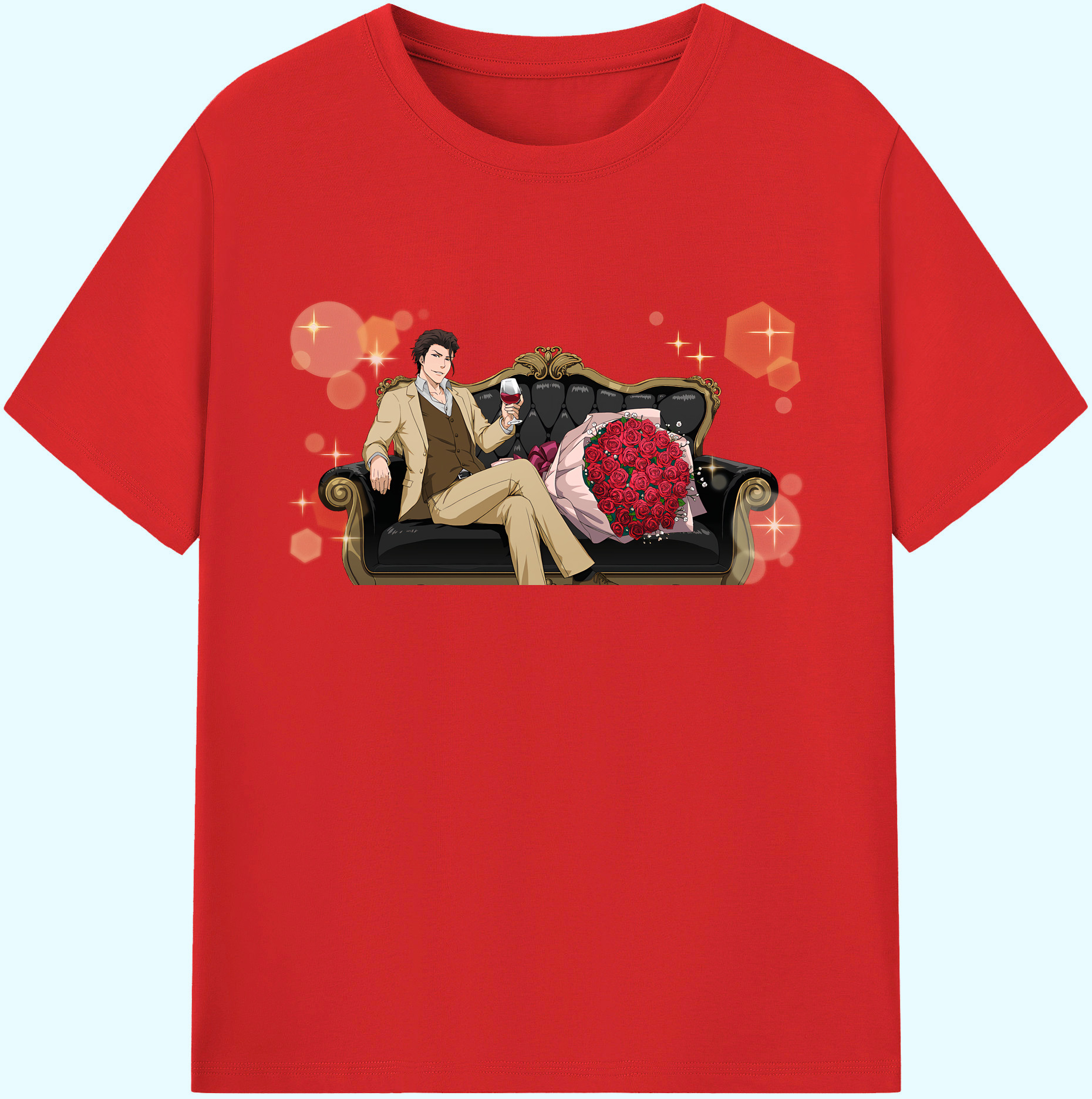 （画像用） ブリーチ 藍染 惣右介（あいぜん そうすけ） BLEACH Aizen Sousuke 綿100％ メンズ半袖Tシャツ｜肌触りやわらか＆通気性