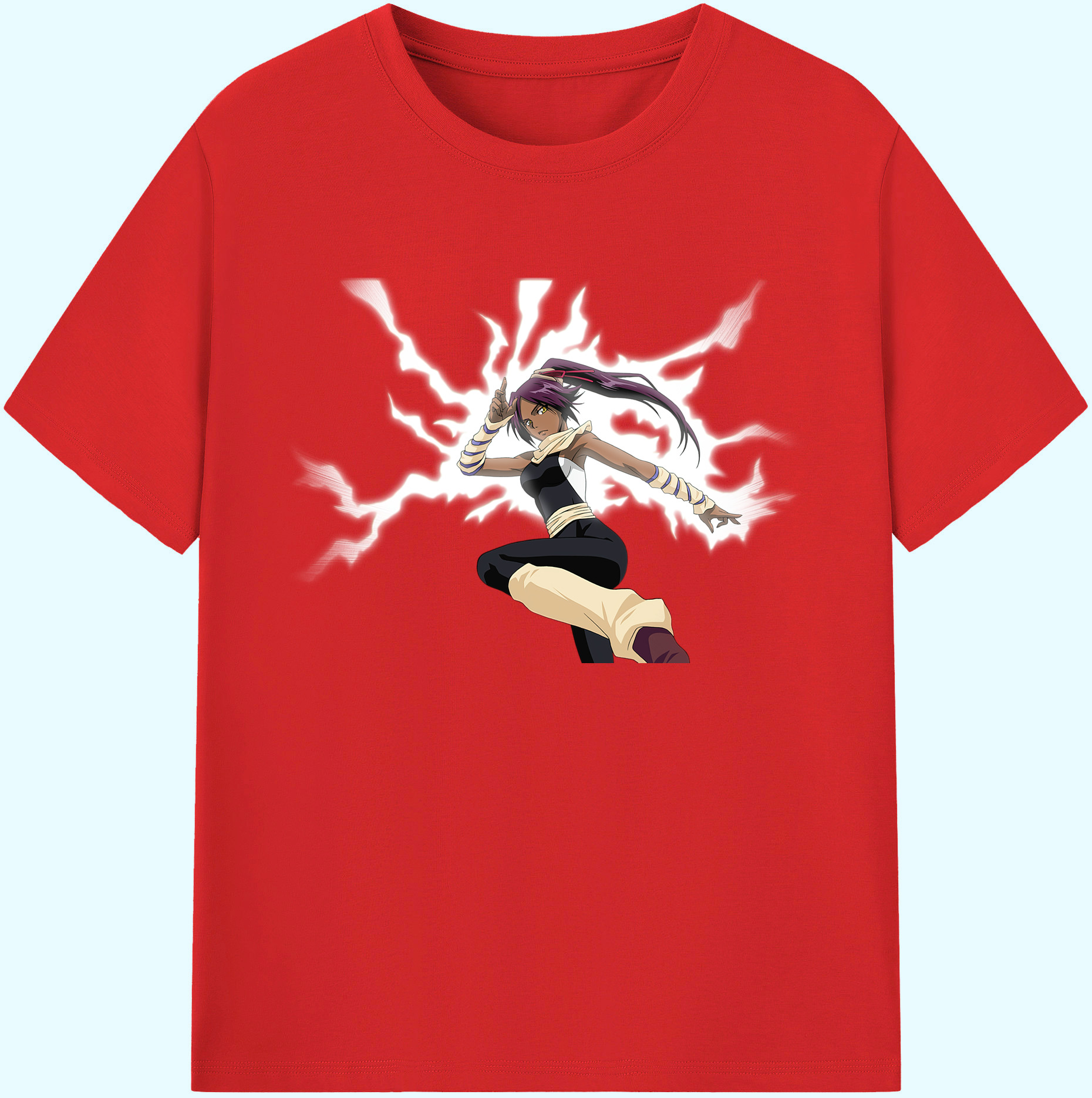（画像用） ブリーチ 四楓院 夜一（しほういん よるいち） BLEACH Shihouin Yoruichi 綿100％ メンズ半袖Tシャツ｜肌触りやわらか＆通気性