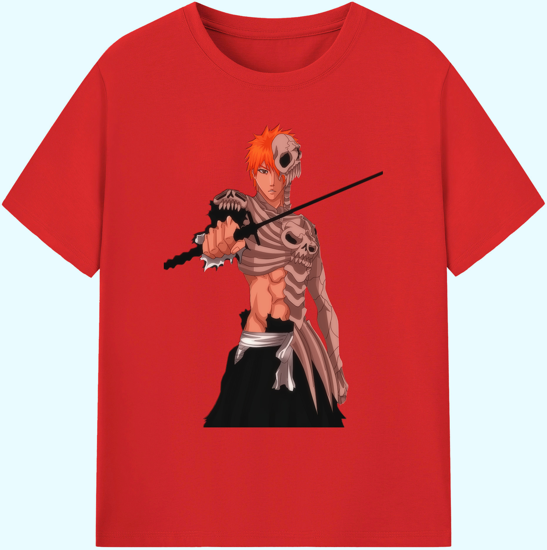 （画像用） ブリーチ 黒崎一護（くろさき いちご）BLEACH Kurosaki Ichigo 綿100％ メンズ半袖Tシャツ｜肌触りやわらか＆通気性