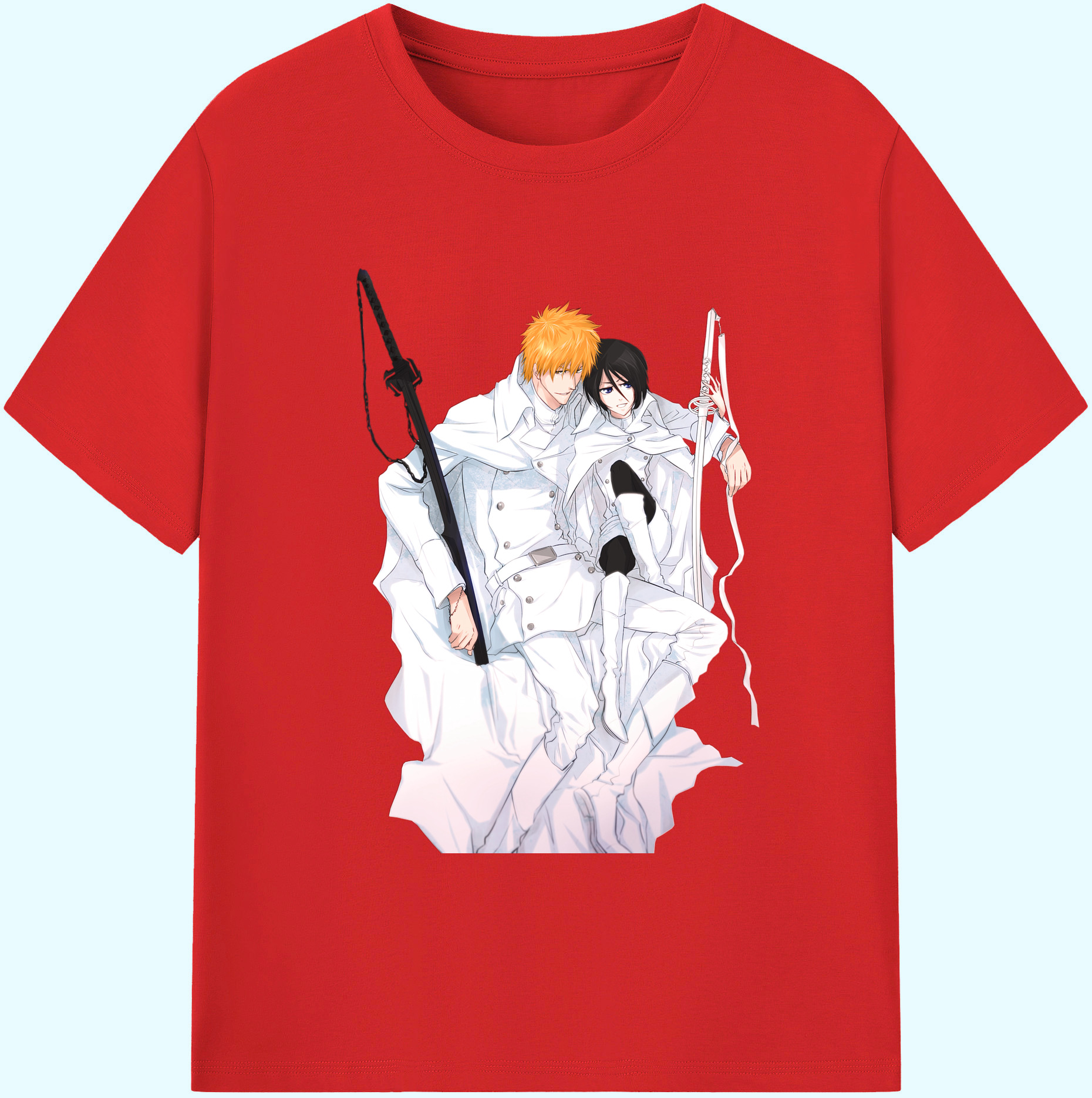 （画像用） ブリーチ 黒崎一護（くろさき いちご）BLEACH Kurosaki Ichigo 綿100％ メンズ半袖Tシャツ｜肌触りやわらか＆通気性