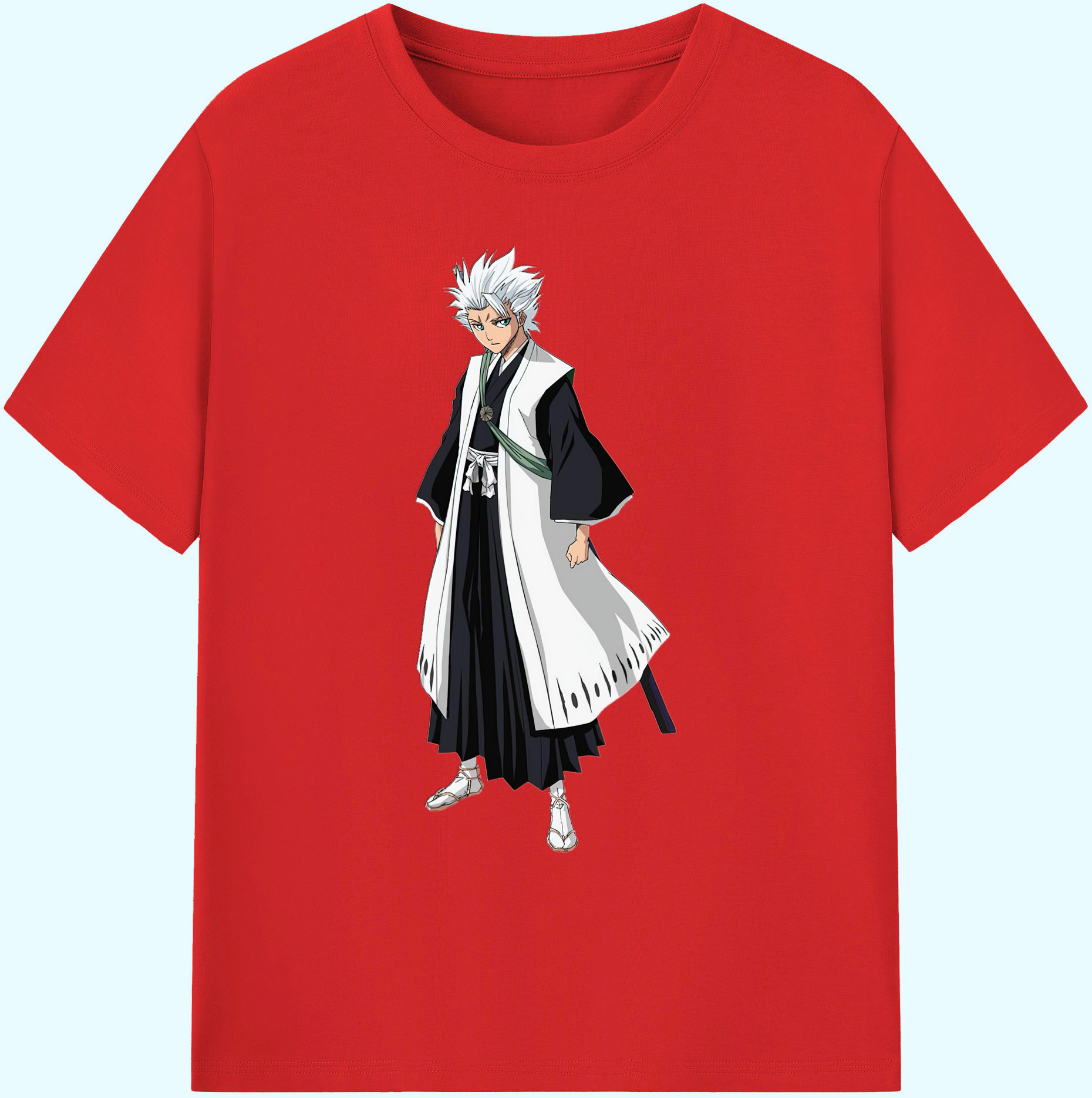 （画像用） ブリーチ 日番谷冬獅郎（ひつがや とうしろう） BLEACH Hitsugaya Toushirou 綿100％ メンズ半袖Tシャツ｜肌触りやわらか＆通気性