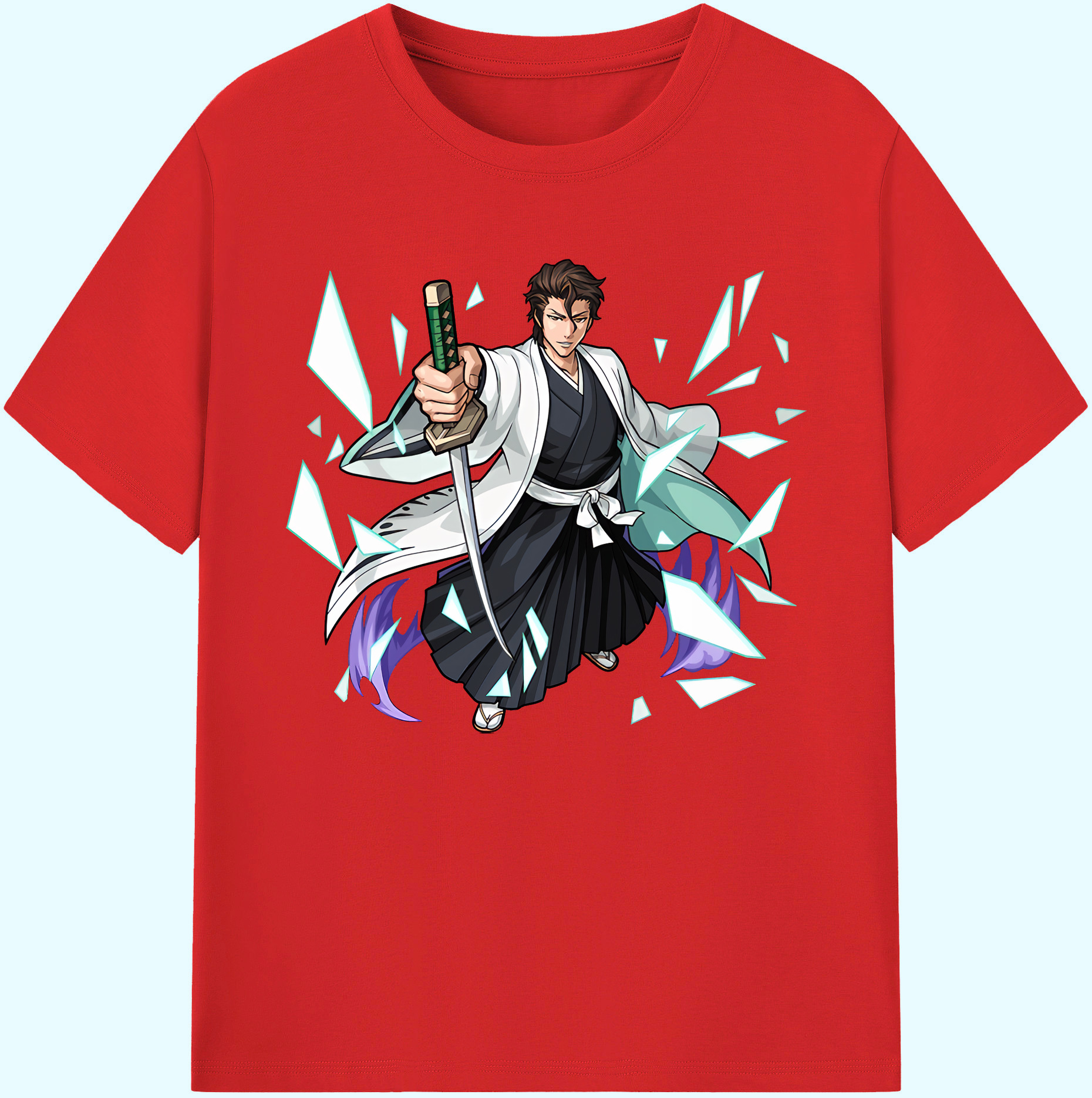 （画像用） ブリーチ 藍染 惣右介（あいぜん そうすけ） BLEACH Aizen Sousuke 綿100％ メンズ半袖Tシャツ｜肌触りやわらか＆通気性