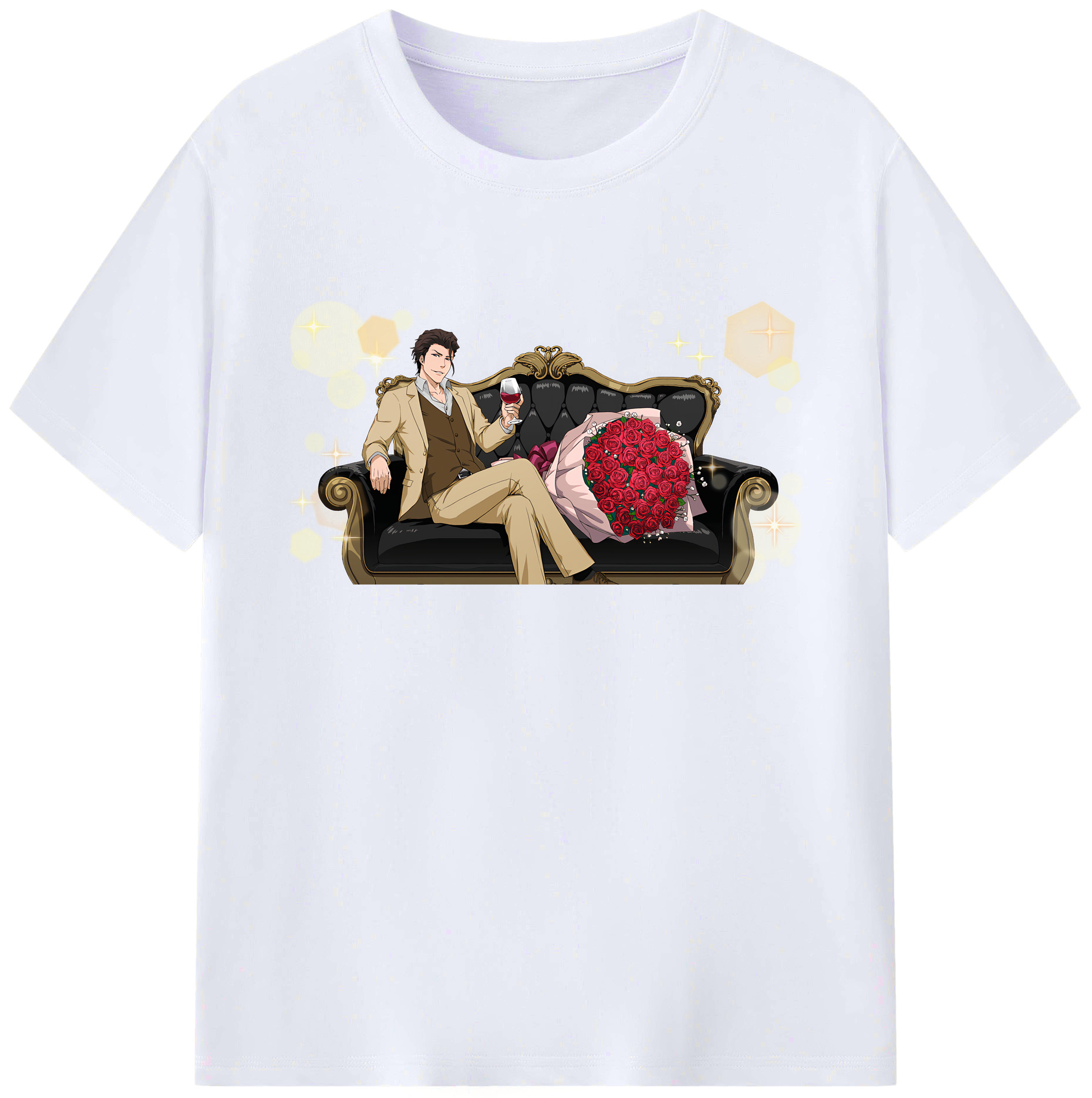 （画像用） ブリーチ 藍染 惣右介（あいぜん そうすけ） BLEACH Aizen Sousuke 綿100％ メンズ半袖Tシャツ｜肌触りやわらか＆通気性