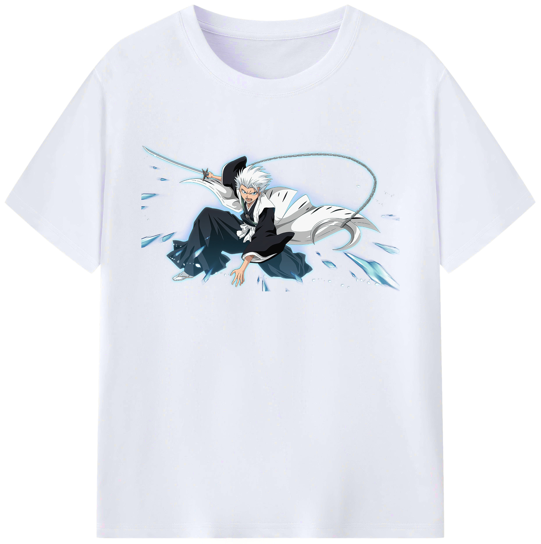 （画像用） ブリーチ 日番谷冬獅郎（ひつがや とうしろう） BLEACH Hitsugaya Toushirou 綿100％ メンズ半袖Tシャツ｜肌触りやわらか＆通気性