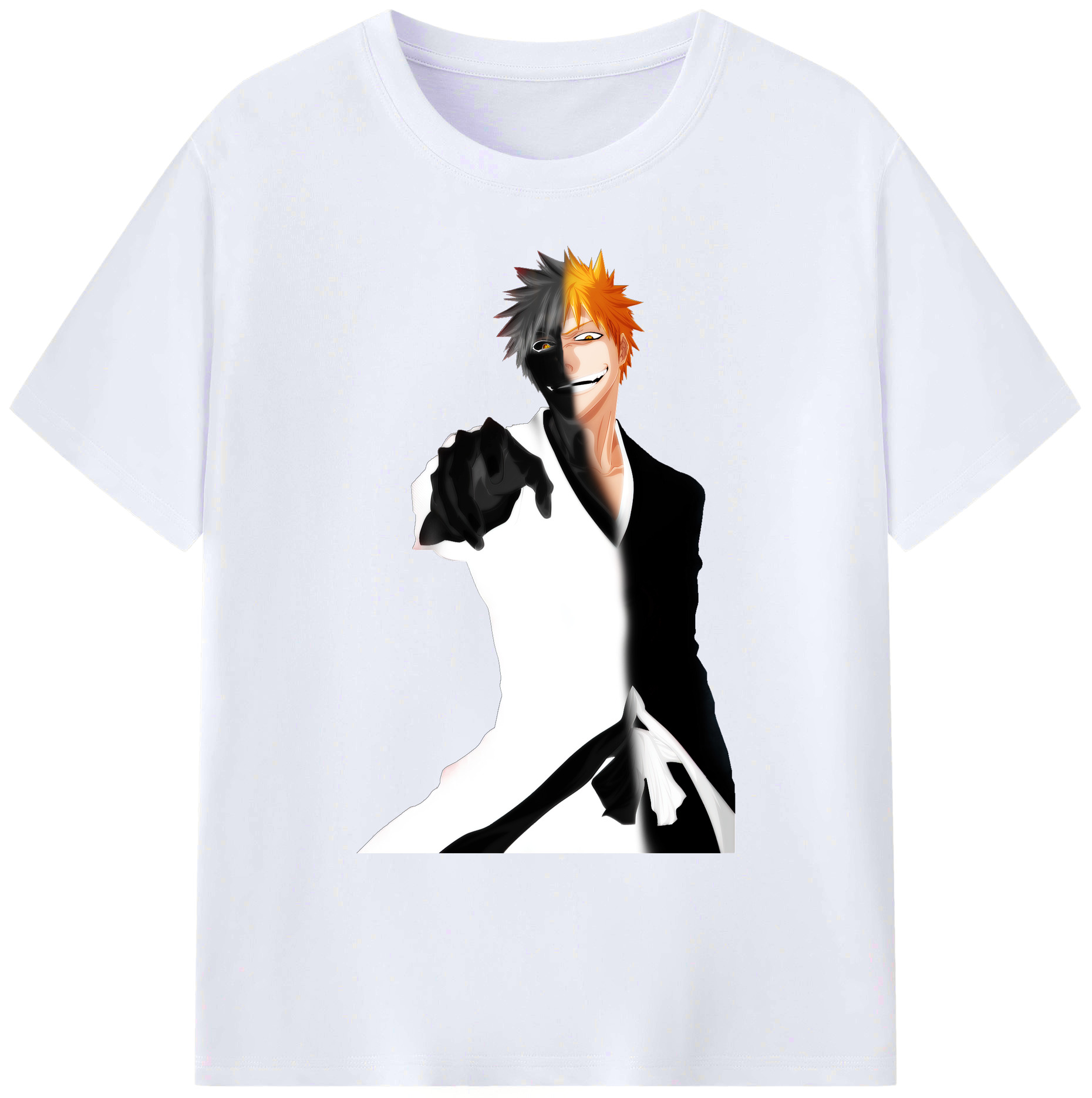 （画像用） ブリーチ 黒崎一護（くろさき いちご）BLEACH Kurosaki Ichigo 綿100％ メンズ半袖Tシャツ｜肌触りやわらか＆通気性