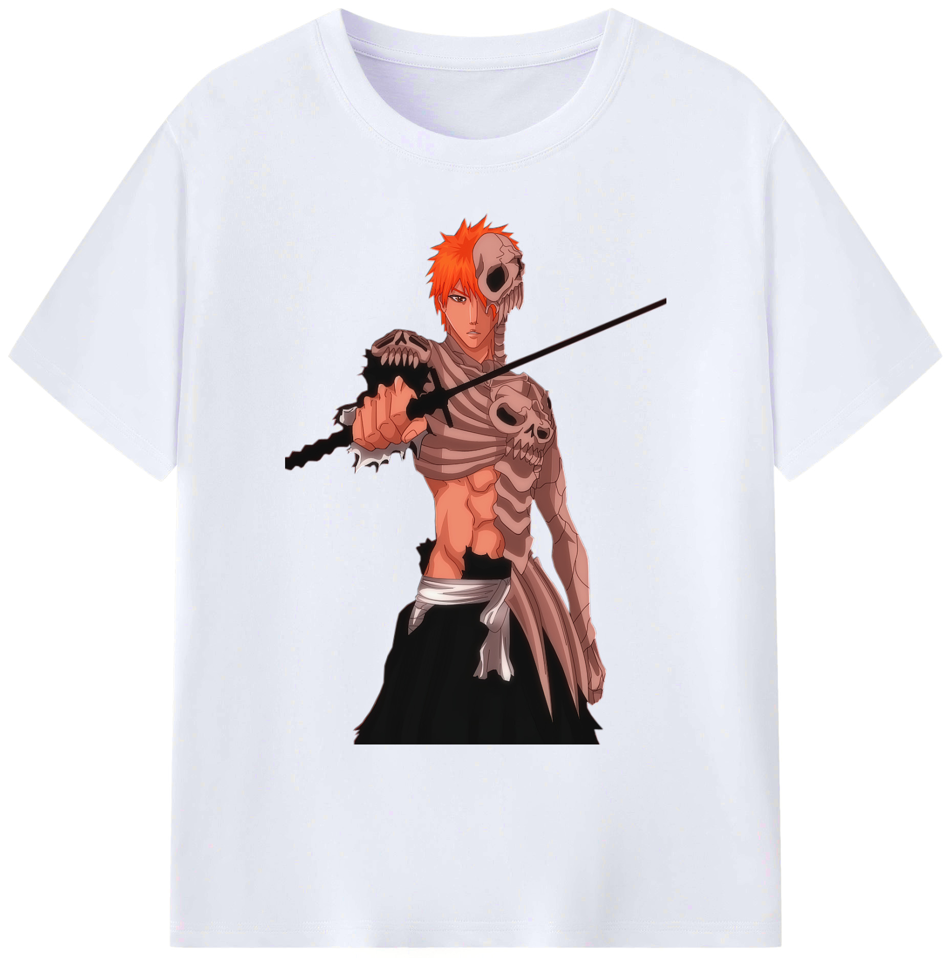（画像用） ブリーチ 黒崎一護（くろさき いちご）BLEACH Kurosaki Ichigo 綿100％ メンズ半袖Tシャツ｜肌触りやわらか＆通気性