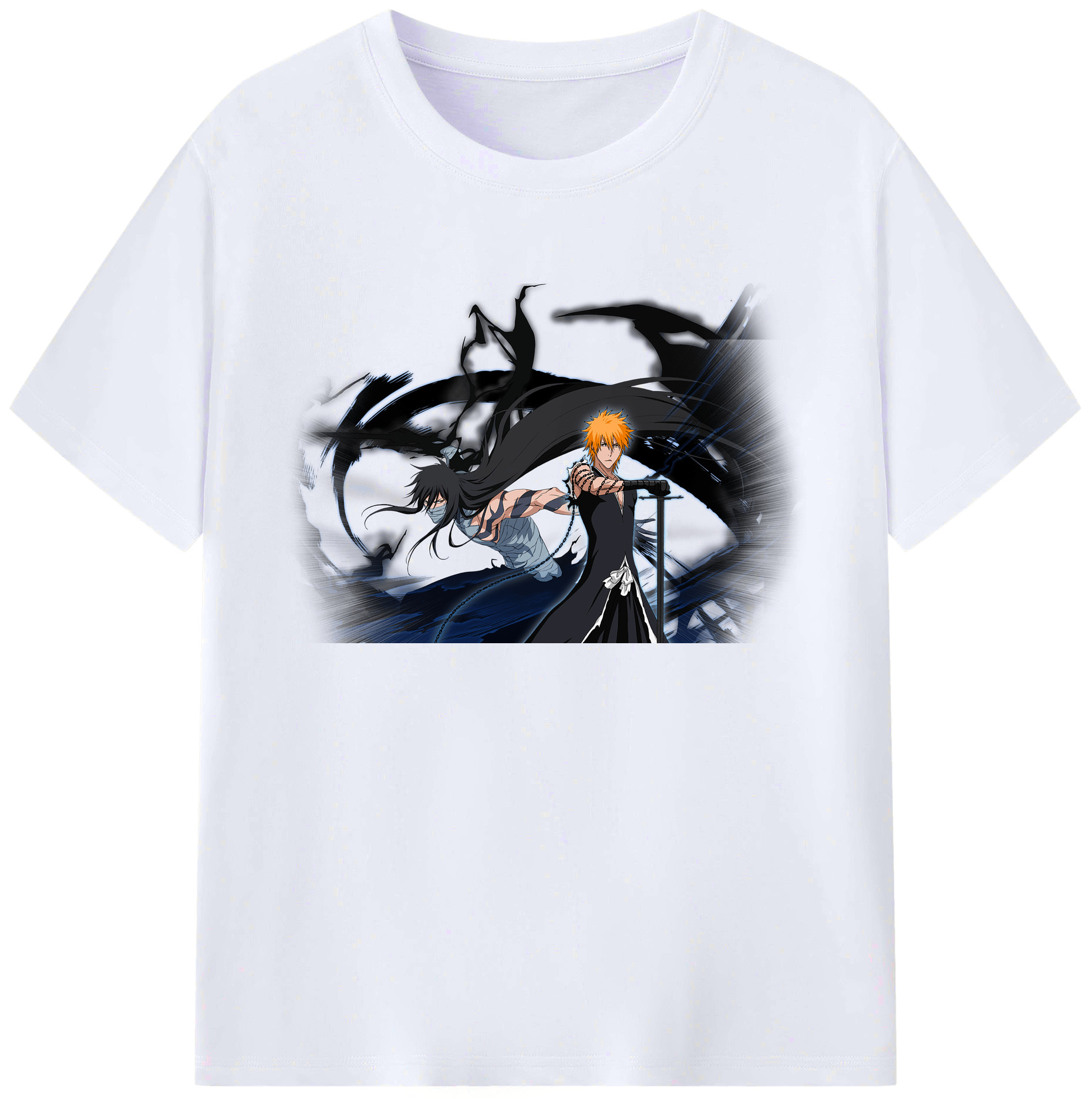 （画像用） ブリーチ 黒崎一護（くろさき いちご）BLEACH Kurosaki Ichigo 綿100％ メンズ半袖Tシャツ｜肌触りやわらか＆通気性