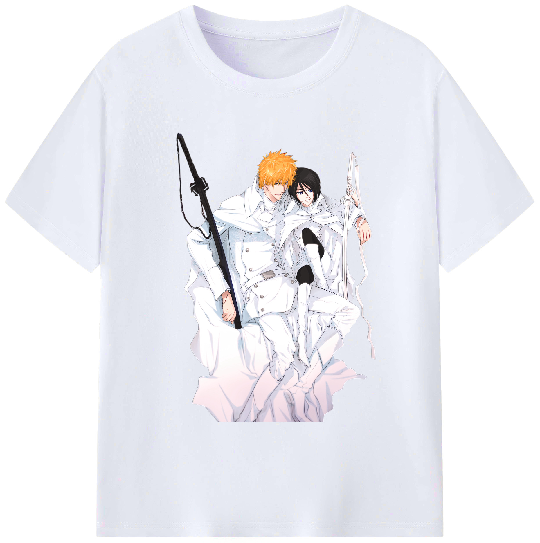 （画像用） ブリーチ 黒崎一護（くろさき いちご）BLEACH Kurosaki Ichigo 綿100％ メンズ半袖Tシャツ｜肌触りやわらか＆通気性