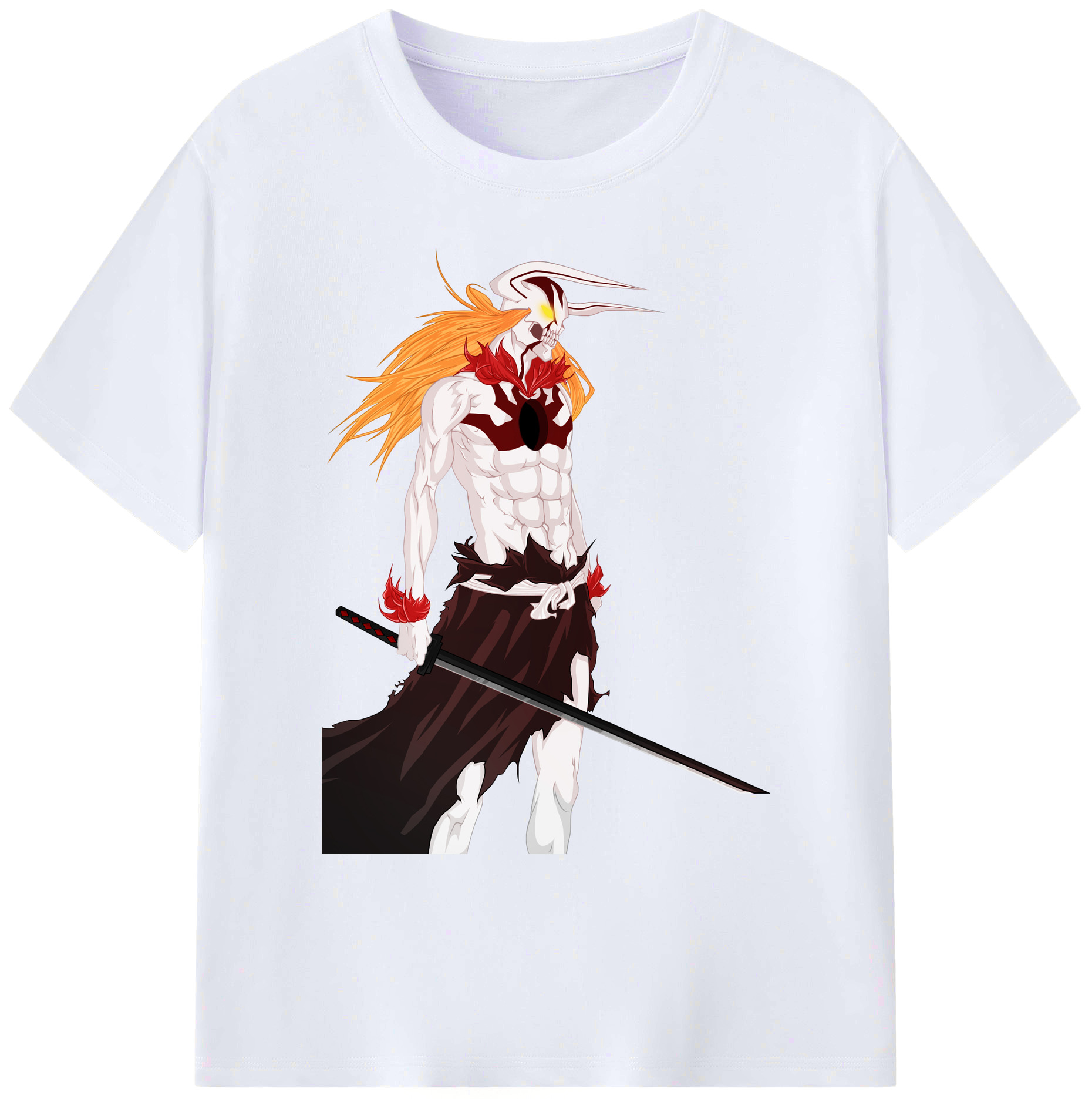 （画像用） ブリーチ 黒崎一護（くろさき いちご）BLEACH Kurosaki Ichigo 綿100％ メンズ半袖Tシャツ｜肌触りやわらか＆通気性