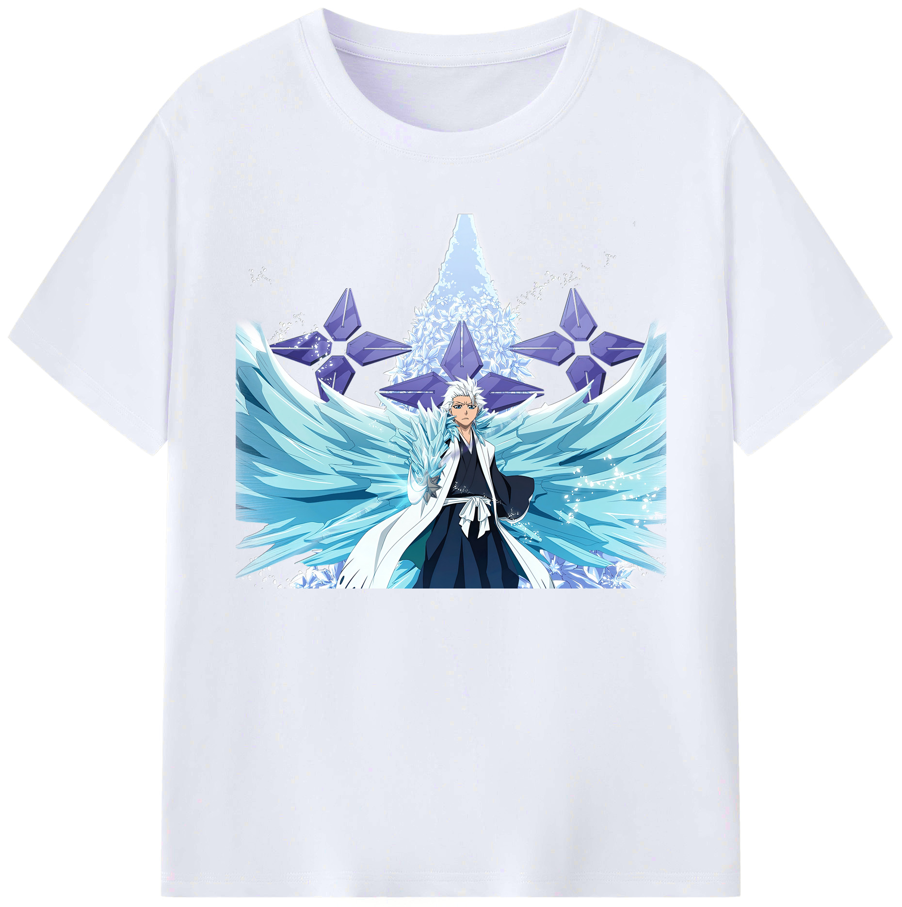（画像用） ブリーチ 日番谷冬獅郎（ひつがや とうしろう） BLEACH Hitsugaya Toushirou 綿100％ メンズ半袖Tシャツ｜肌触りやわらか＆通気性